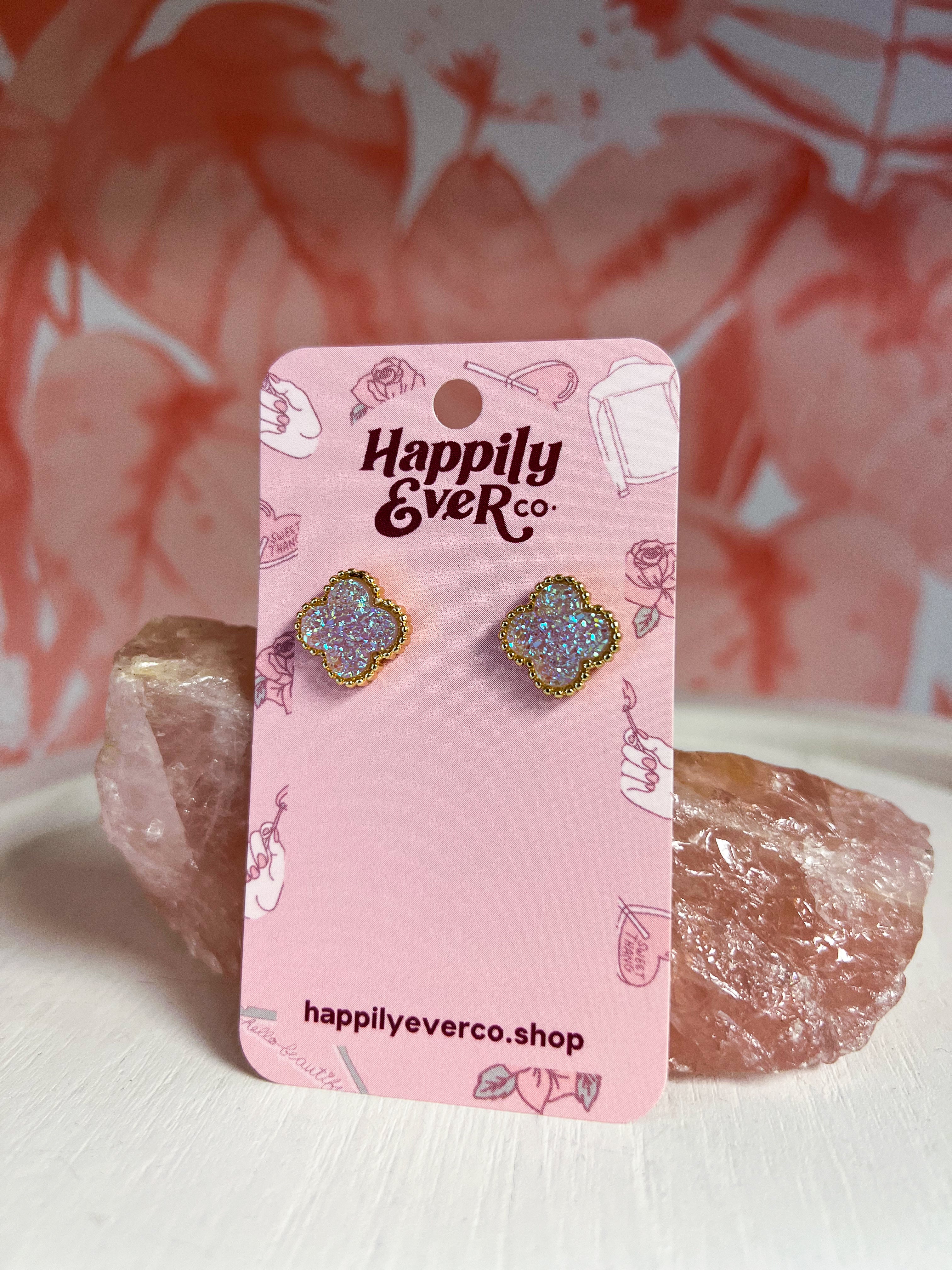 Faux Druzy Clover Earrings *FINAL SALE*