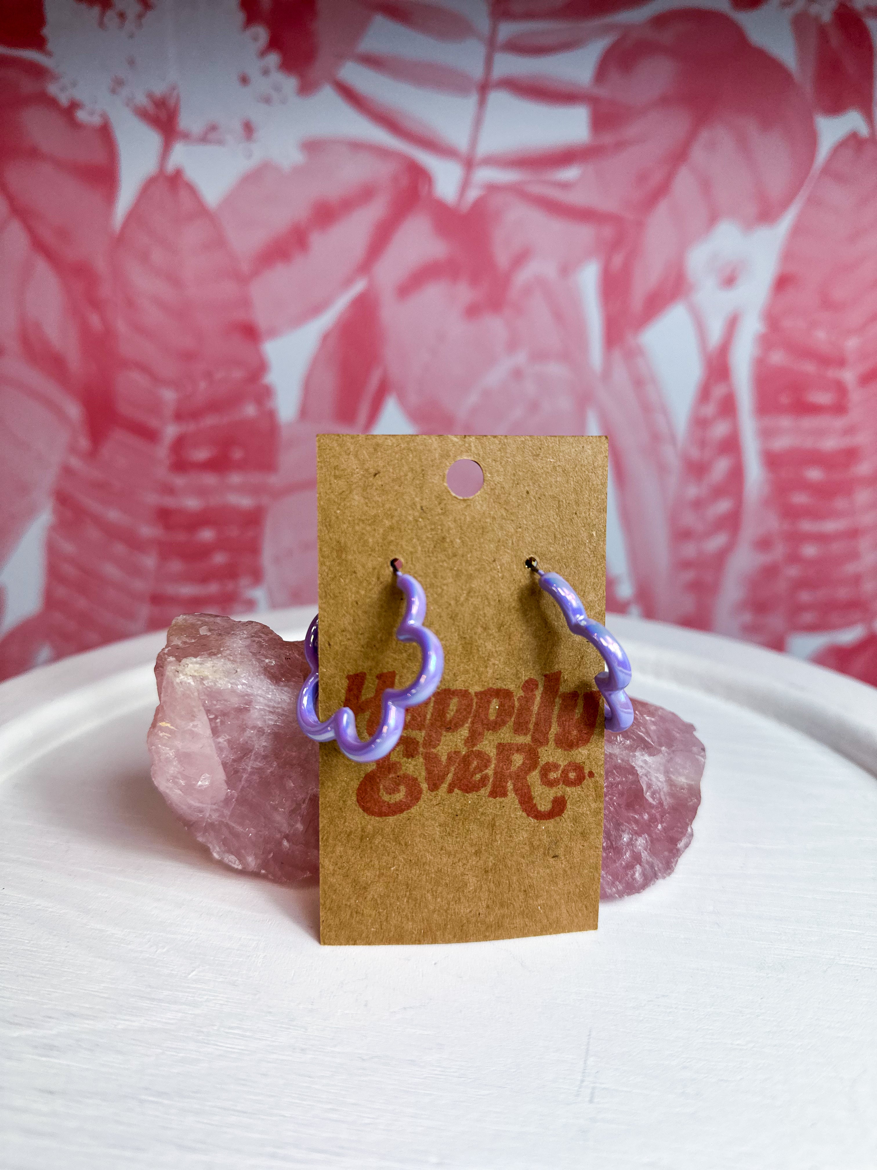 Daisy Hoop Earrings - Lavender *Final Sale*