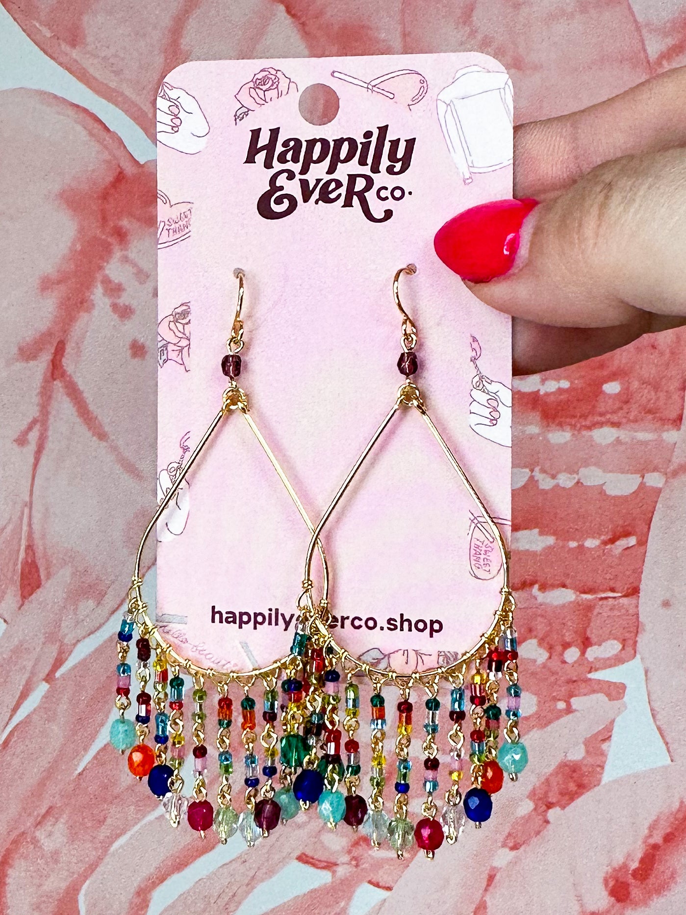 Teardrop & Multicolor Sparkle Earrings