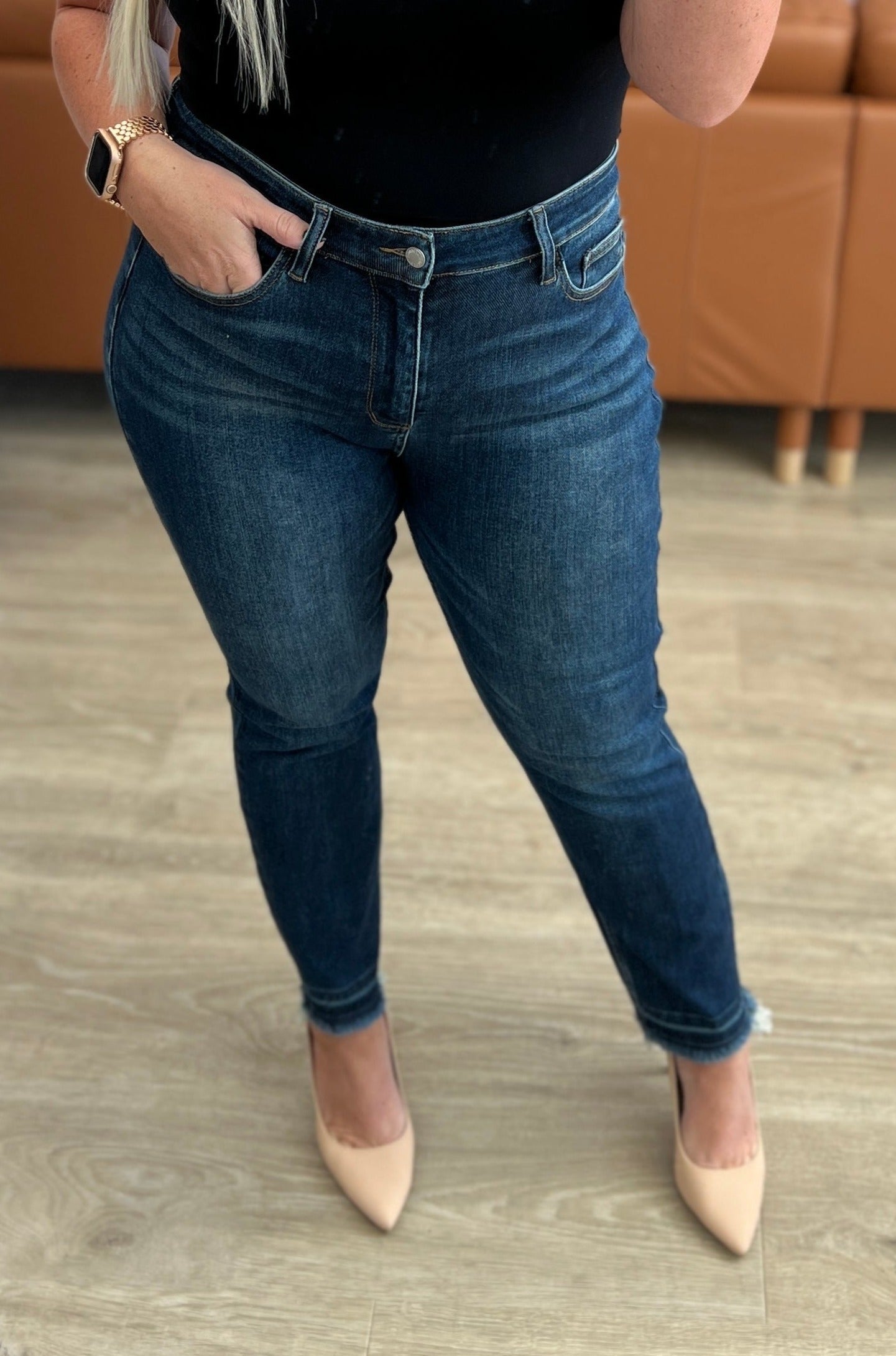 High Rise Release Hem Slim Relaxed Judy Blue Jeans