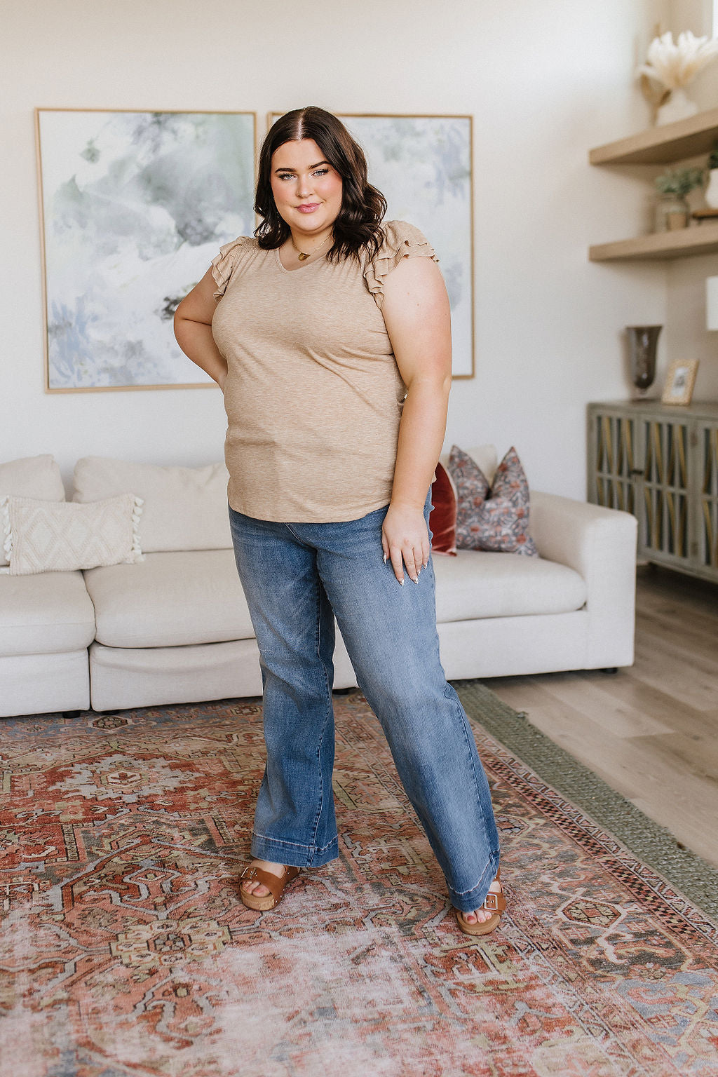 Katrina High Waist Distressed Denim Judy Blue Flare Trousers