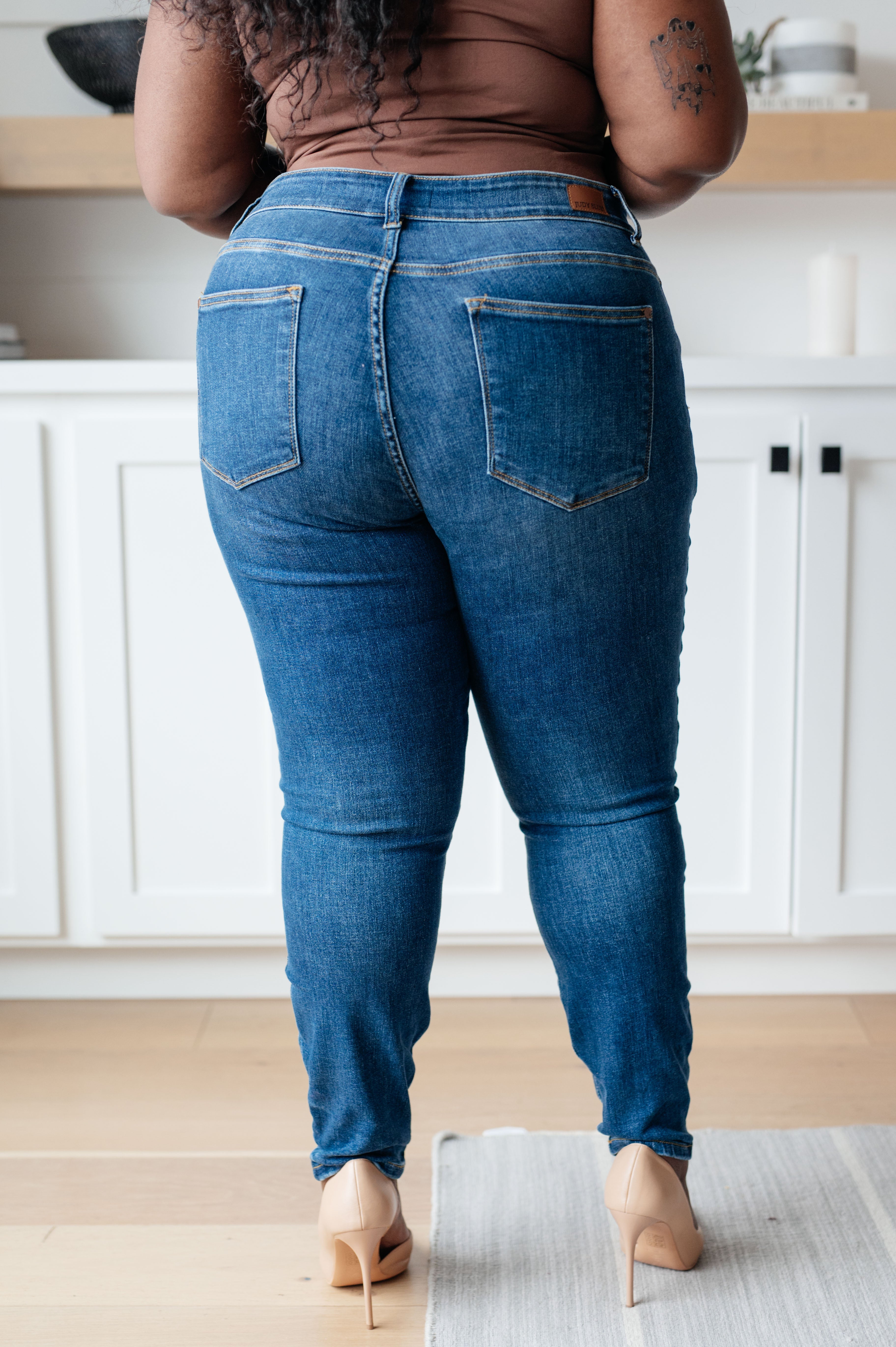 Mid-Rise No Holes Skinny Judy Blue Jeans