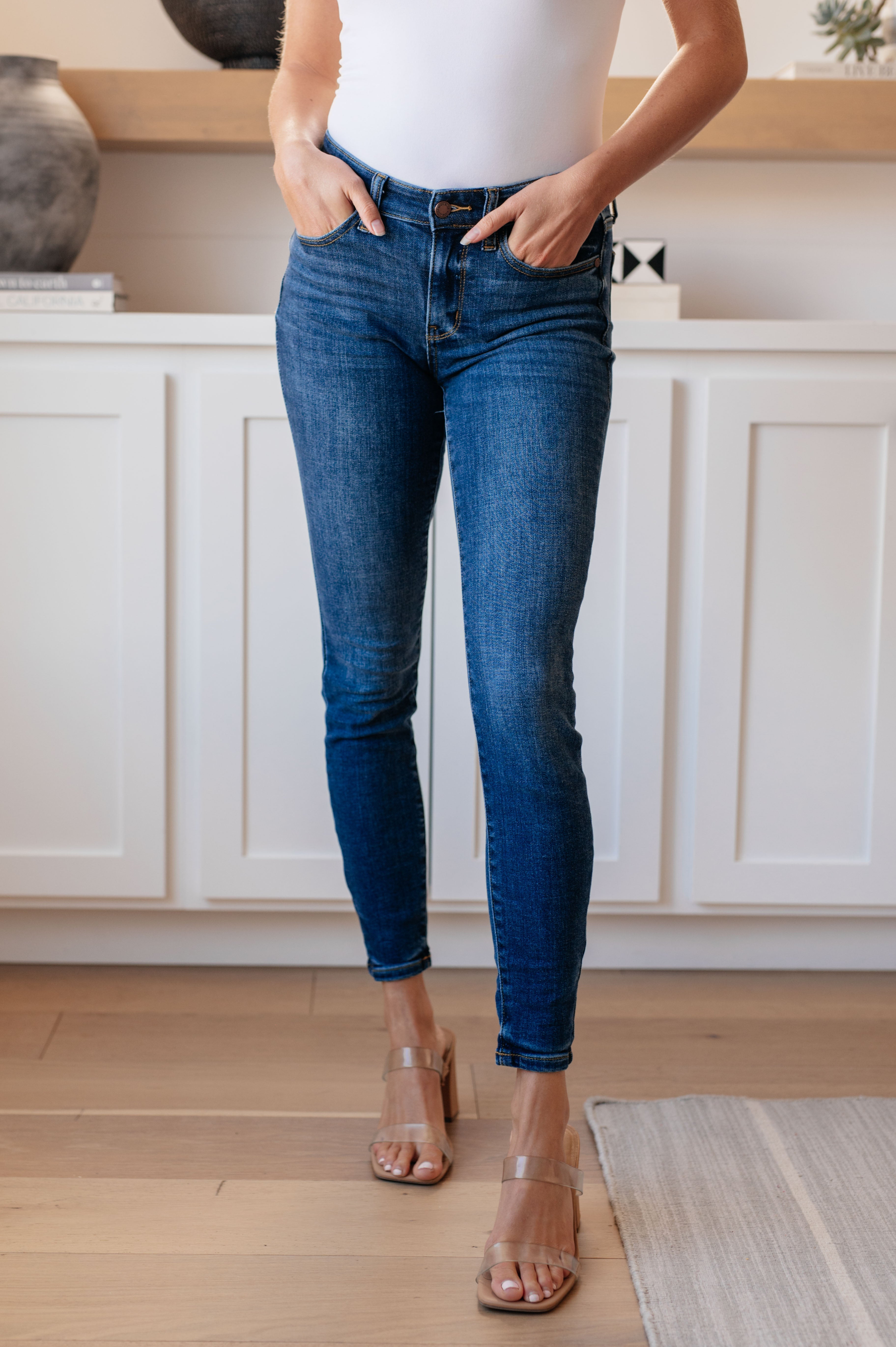Mid-Rise No Holes Skinny Judy Blue Jeans