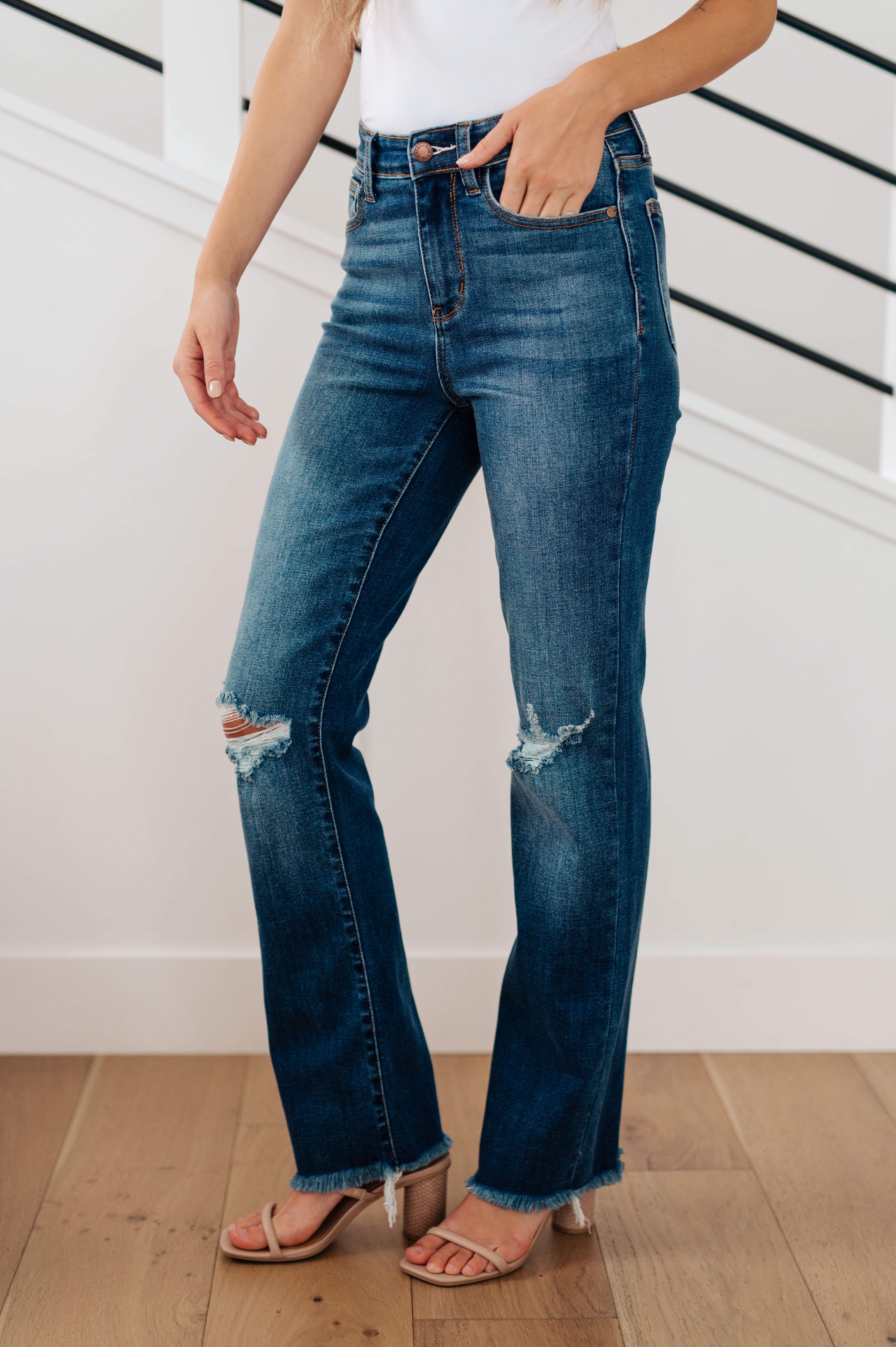 High Rise Distressed Straight Judy Blue Jeans