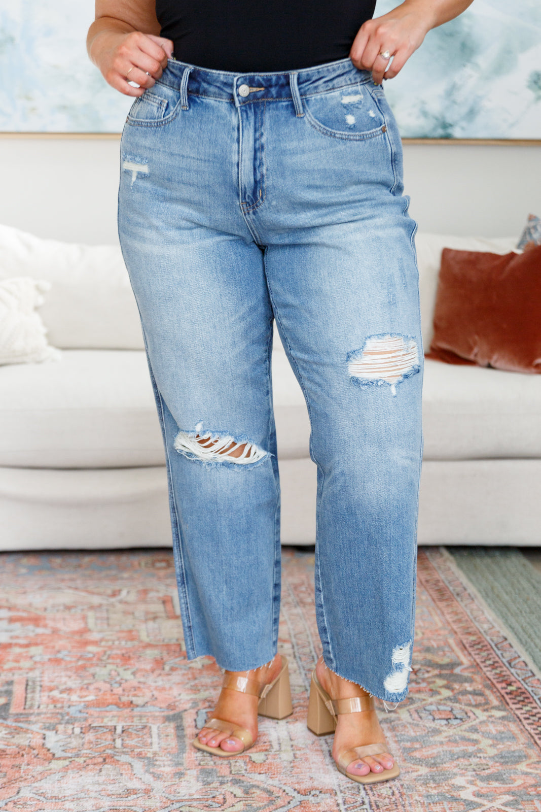 High Rise Rigid Magic Destroy Slim Straight Judy Blue Jeans