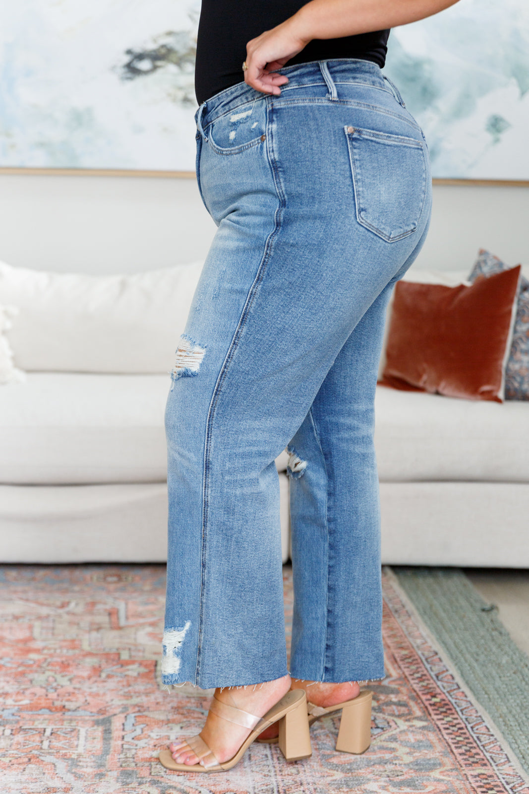 High Rise Rigid Magic Destroy Slim Straight Judy Blue Jeans