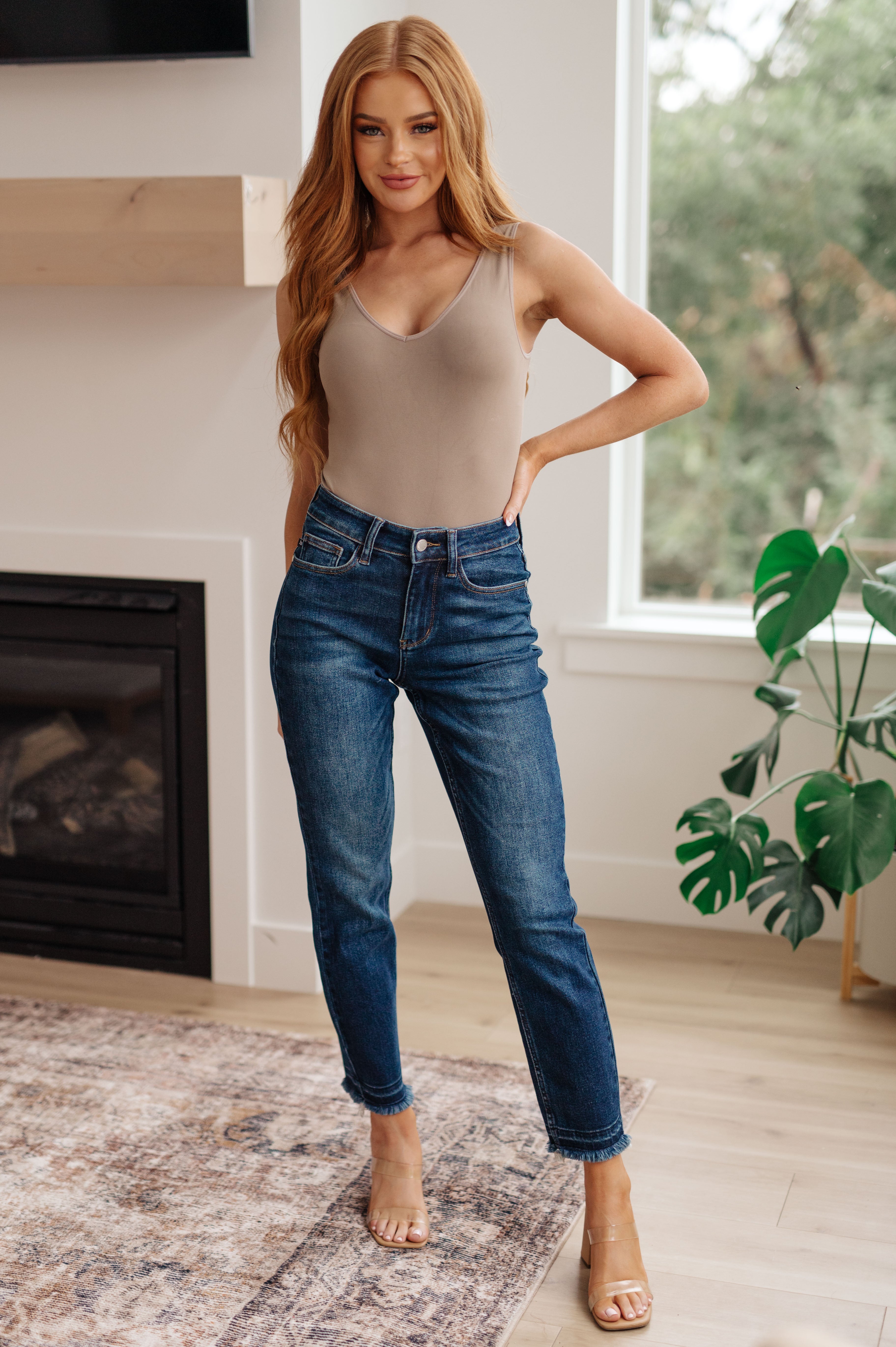High Rise Release Hem Slim Relaxed Judy Blue Jeans