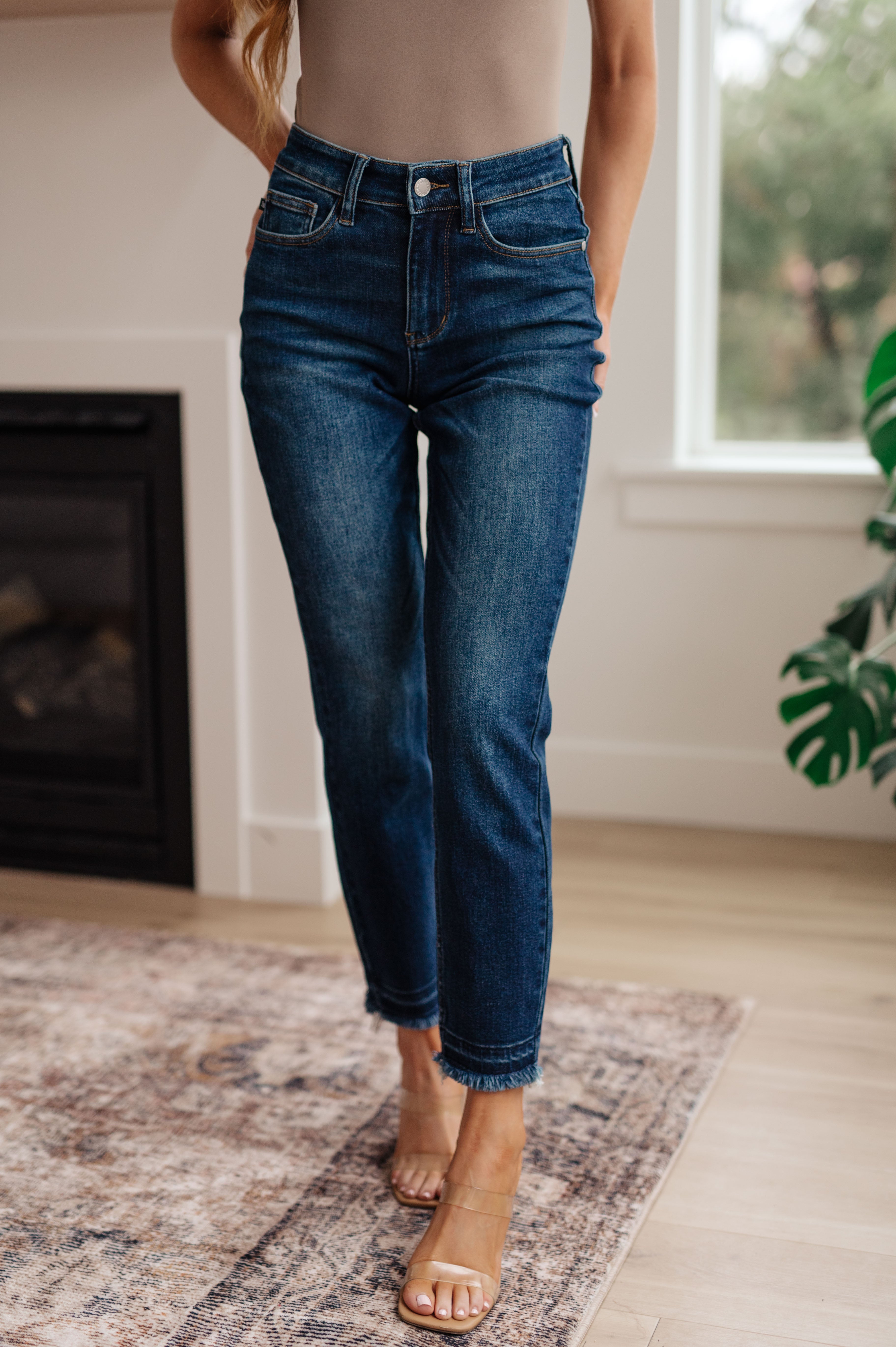 High Rise Release Hem Slim Relaxed Judy Blue Jeans