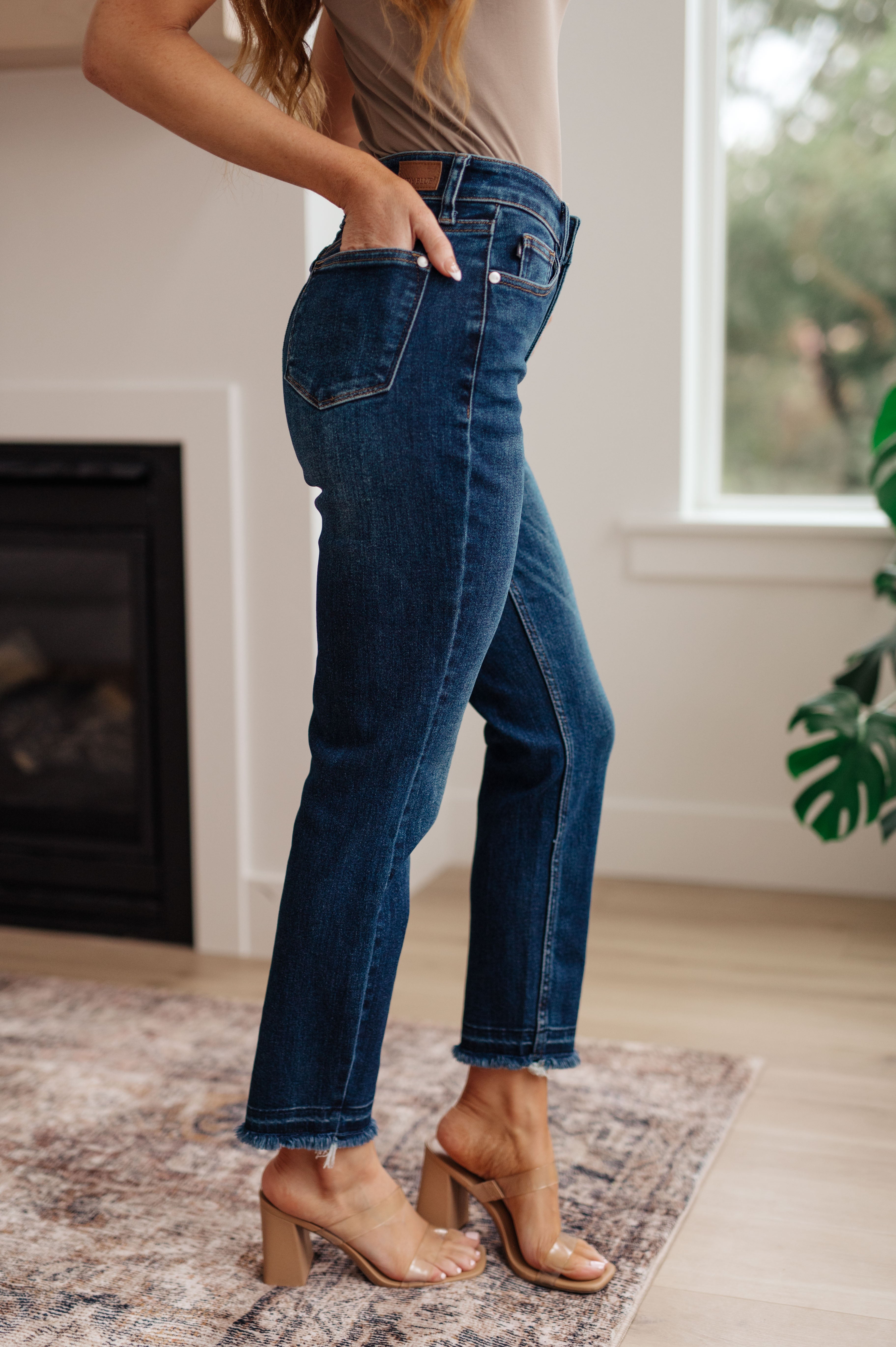 High Rise Release Hem Slim Relaxed Judy Blue Jeans