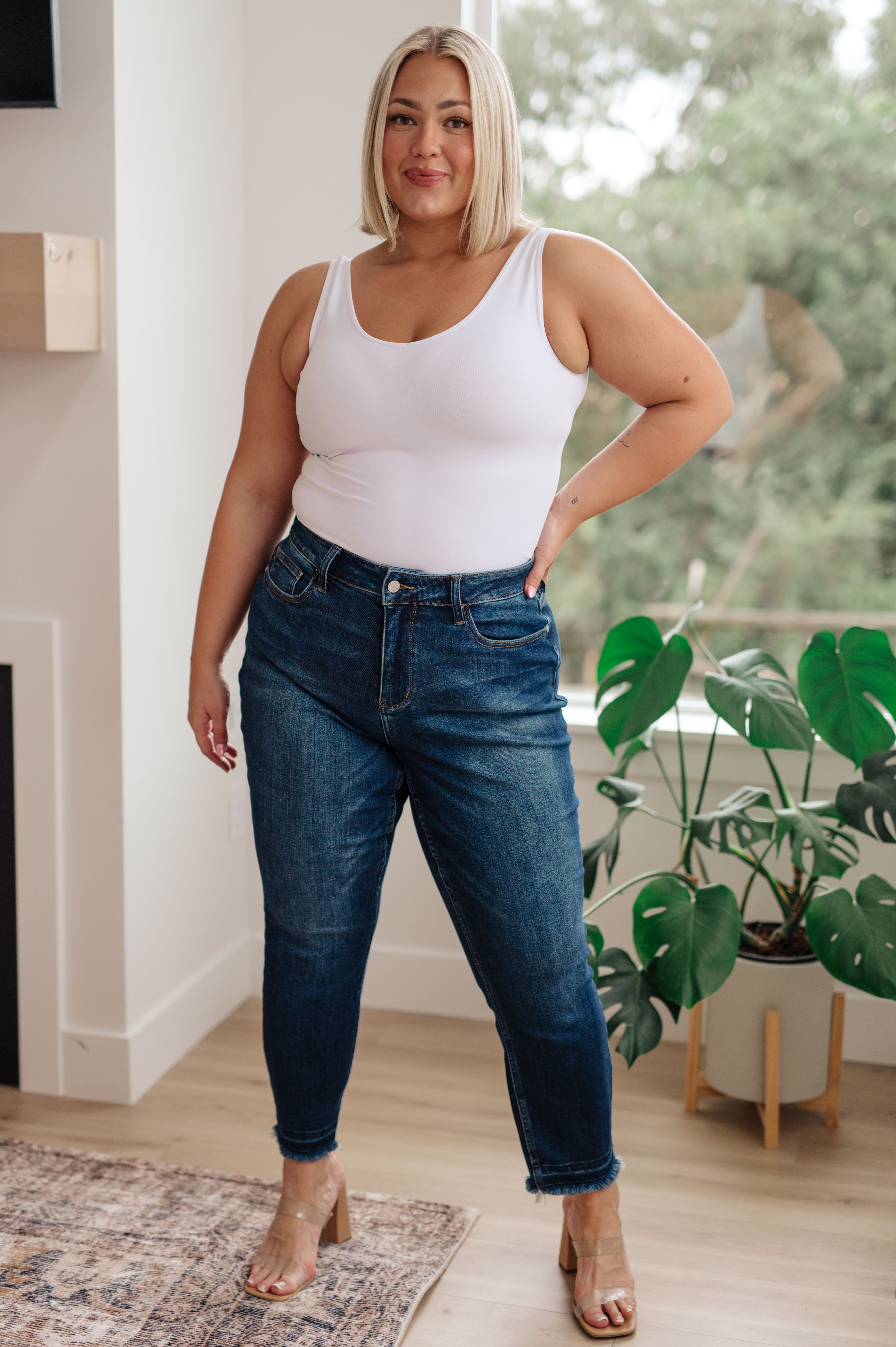 High Rise Release Hem Slim Relaxed Judy Blue Jeans