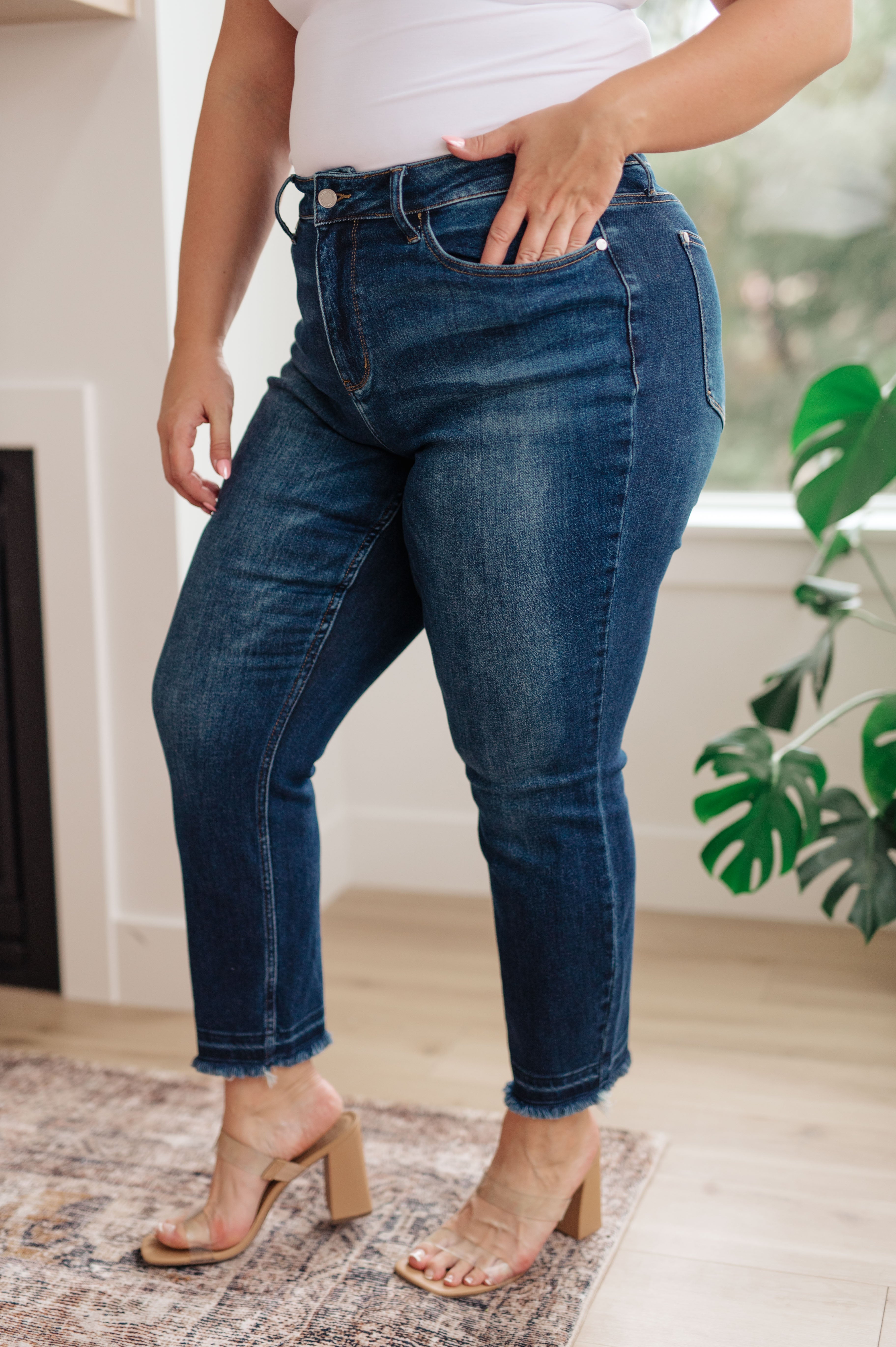High Rise Release Hem Slim Relaxed Judy Blue Jeans
