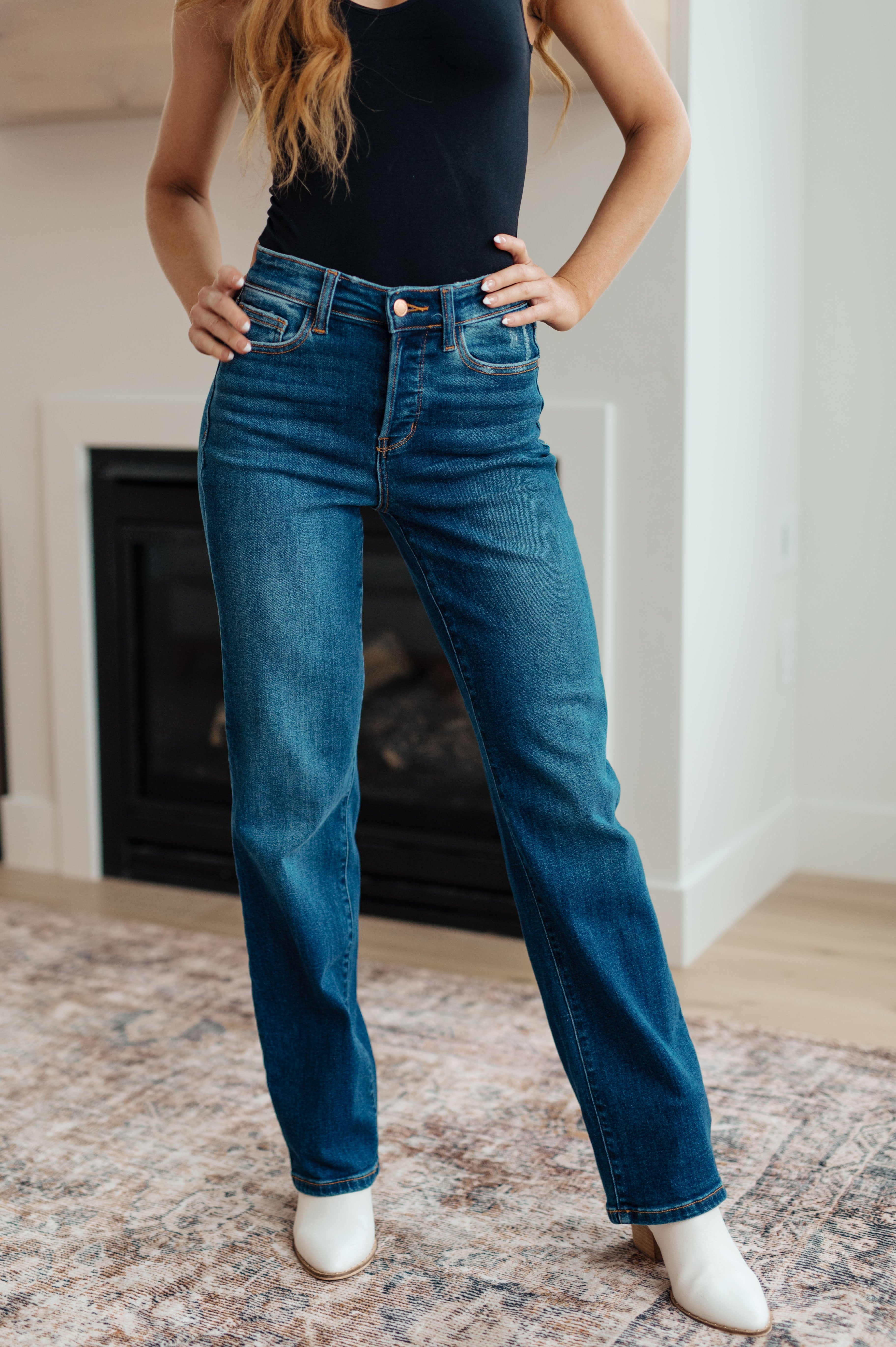 High Rise Button Fly Dad Relaxed Judy Blue Jeans
