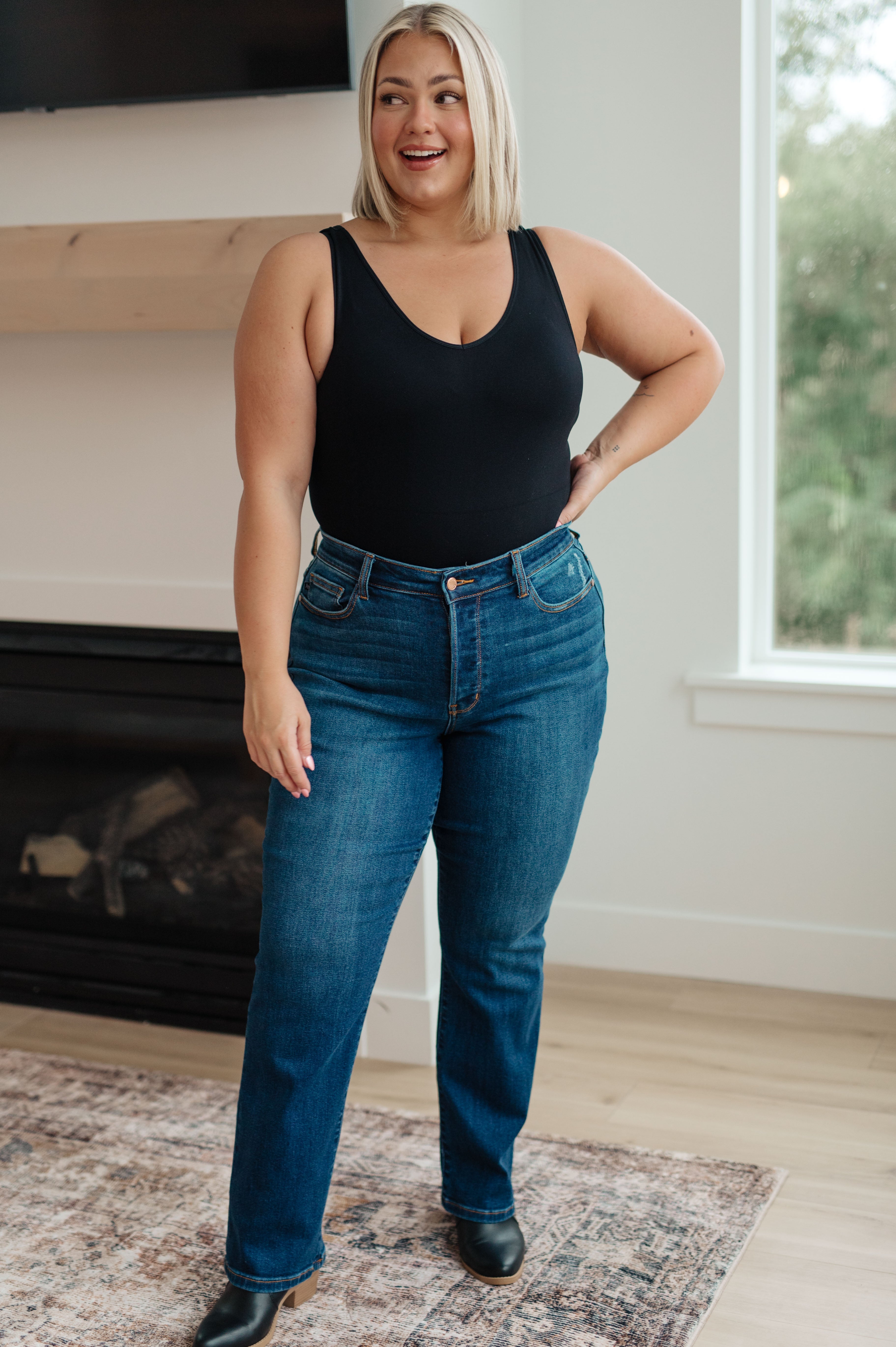High Rise Button Fly Dad Relaxed Judy Blue Jeans