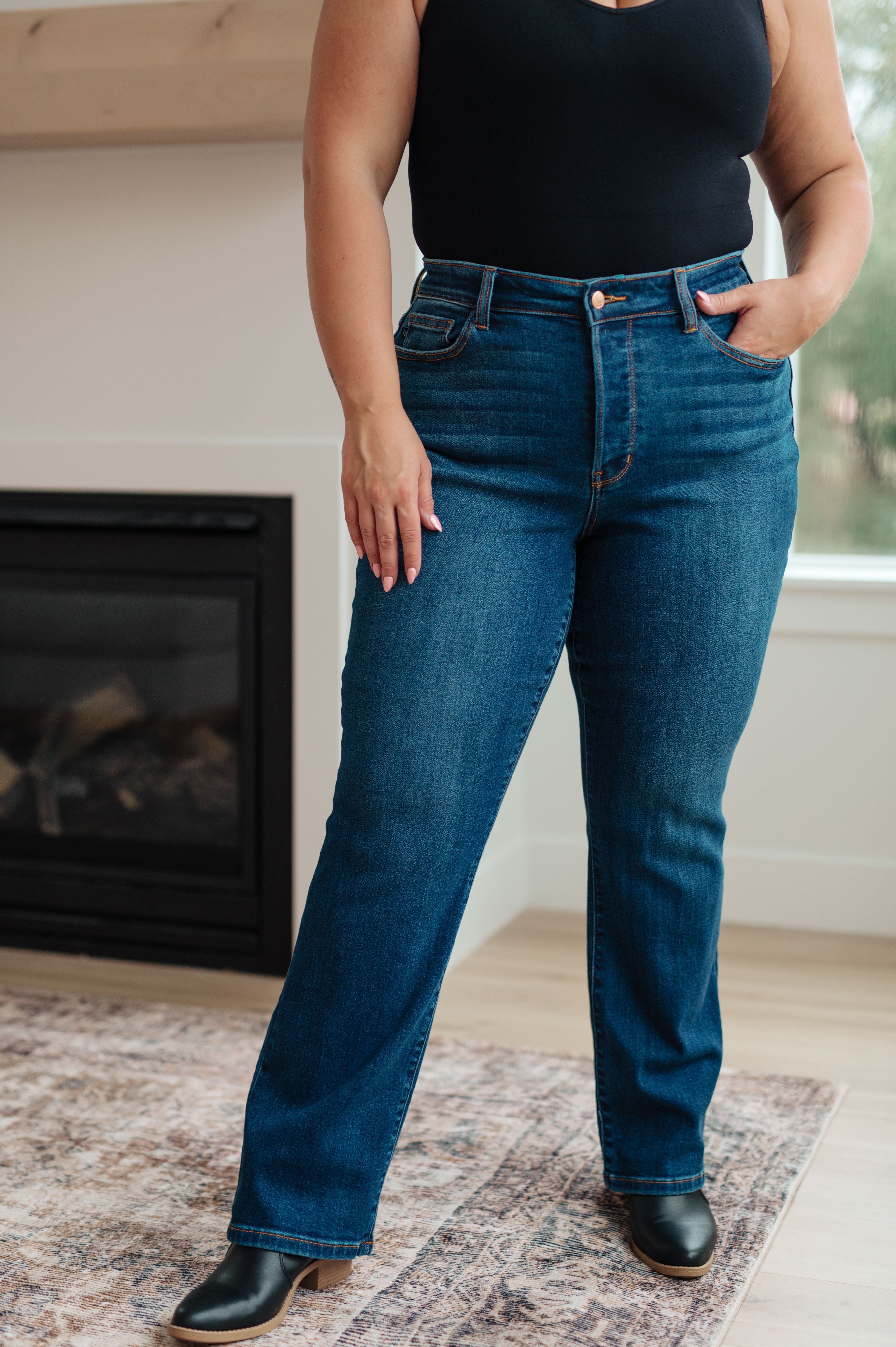 High Rise Button Fly Dad Relaxed Judy Blue Jeans