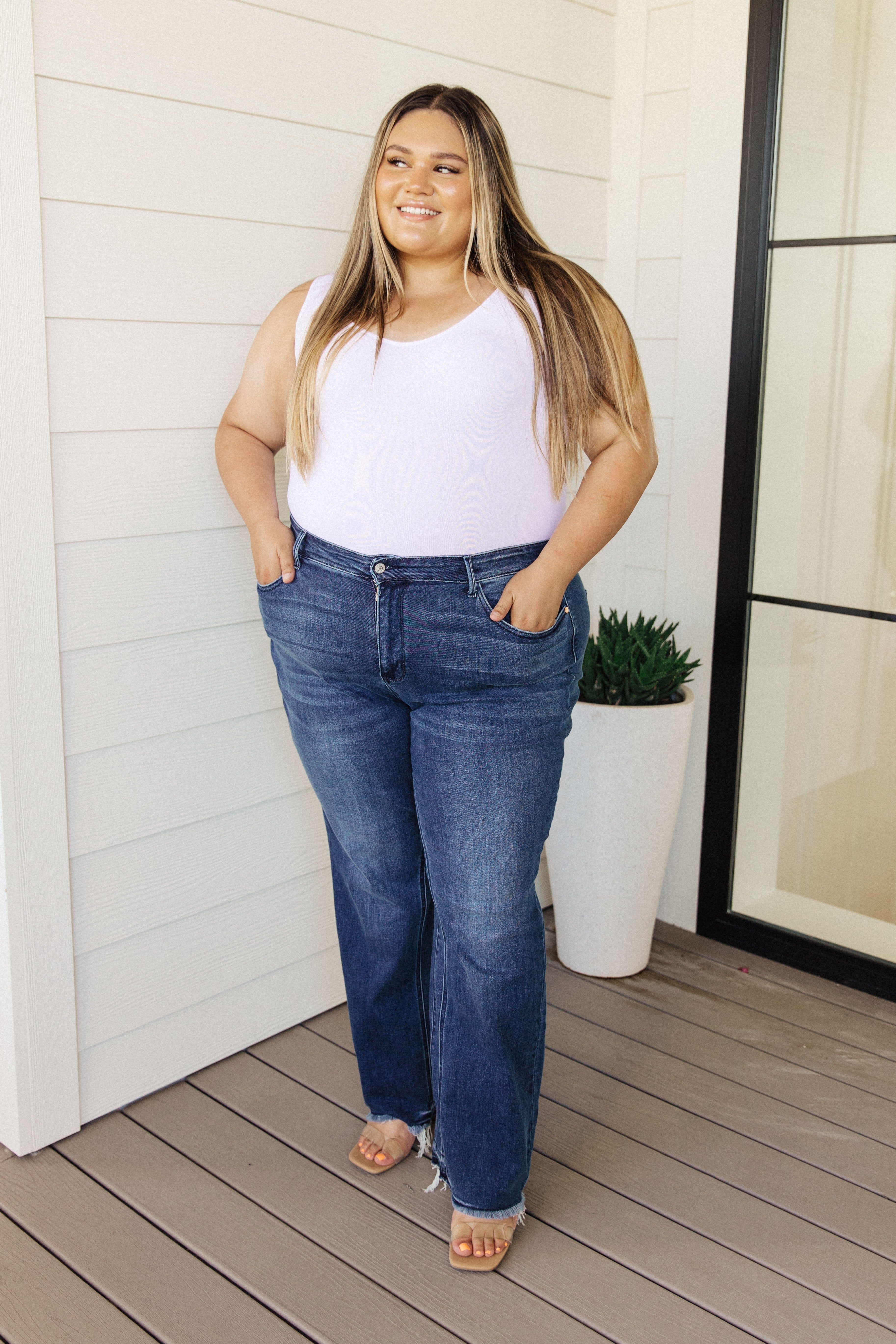 High Rise Release Hem Straight Judy Blue Jeans