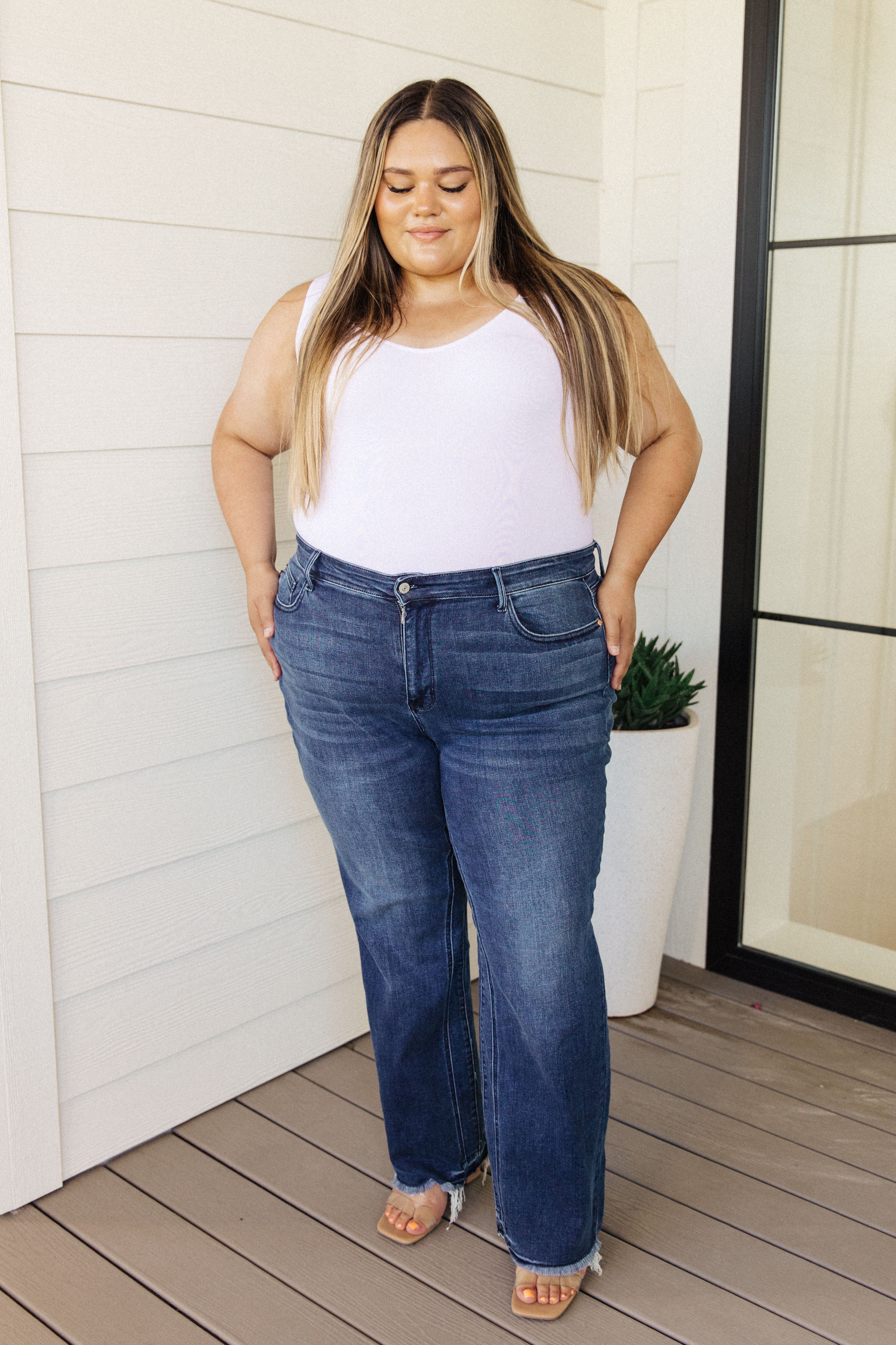 High Rise Release Hem Straight Judy Blue Jeans
