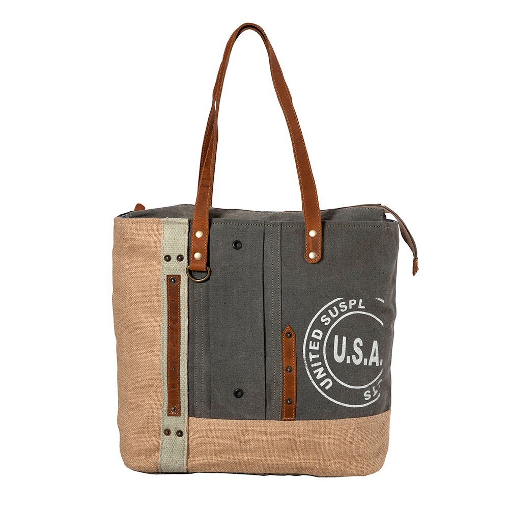 Myra | USA Canvas Patch Tote Bag  *FINAL SALE*