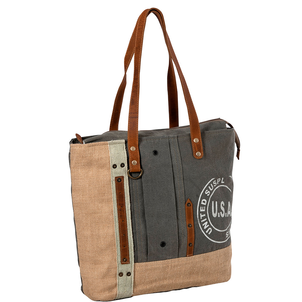 Myra | USA Canvas Patch Tote Bag  *FINAL SALE*