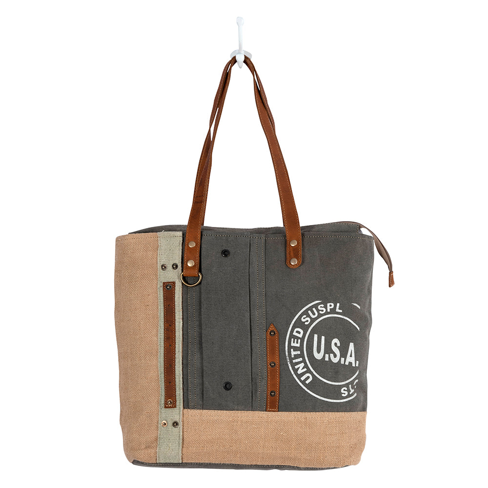 Myra | USA Canvas Patch Tote Bag  *FINAL SALE*