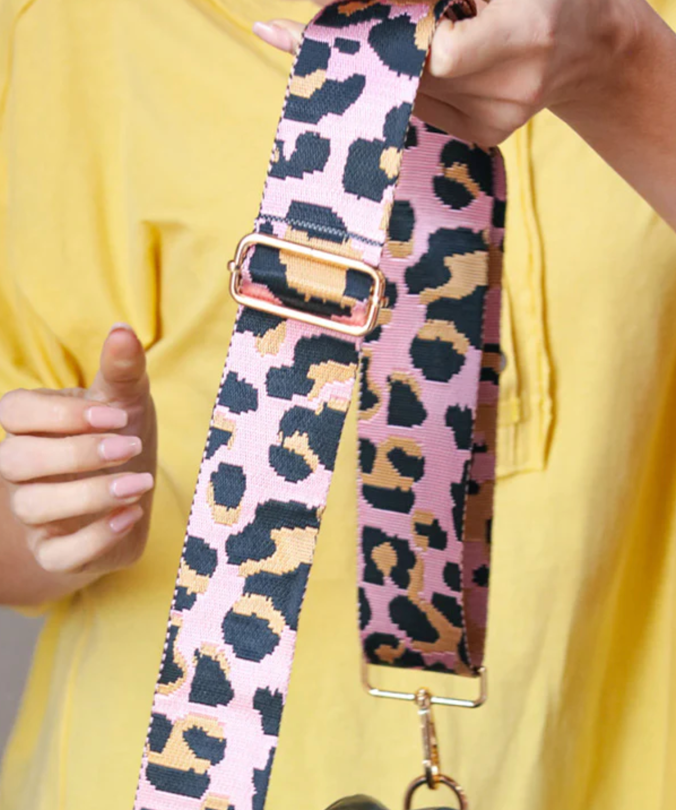 Lavender/Black Adjustable Gold Hook Leopard Strap *FINAL SALE*
