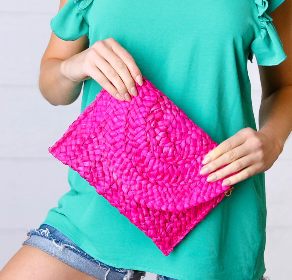 Woven Raffia Flap Closure Clutch Bag *FINAL SALE*