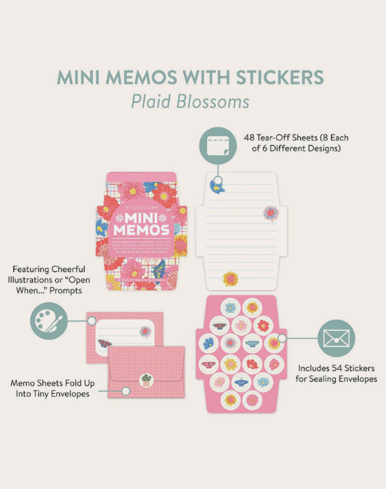 Plaid Blossoms Mini Memos with Stickers