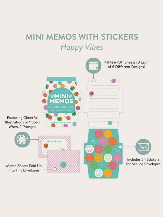 Happy Vibes Mini Memos with Stickers