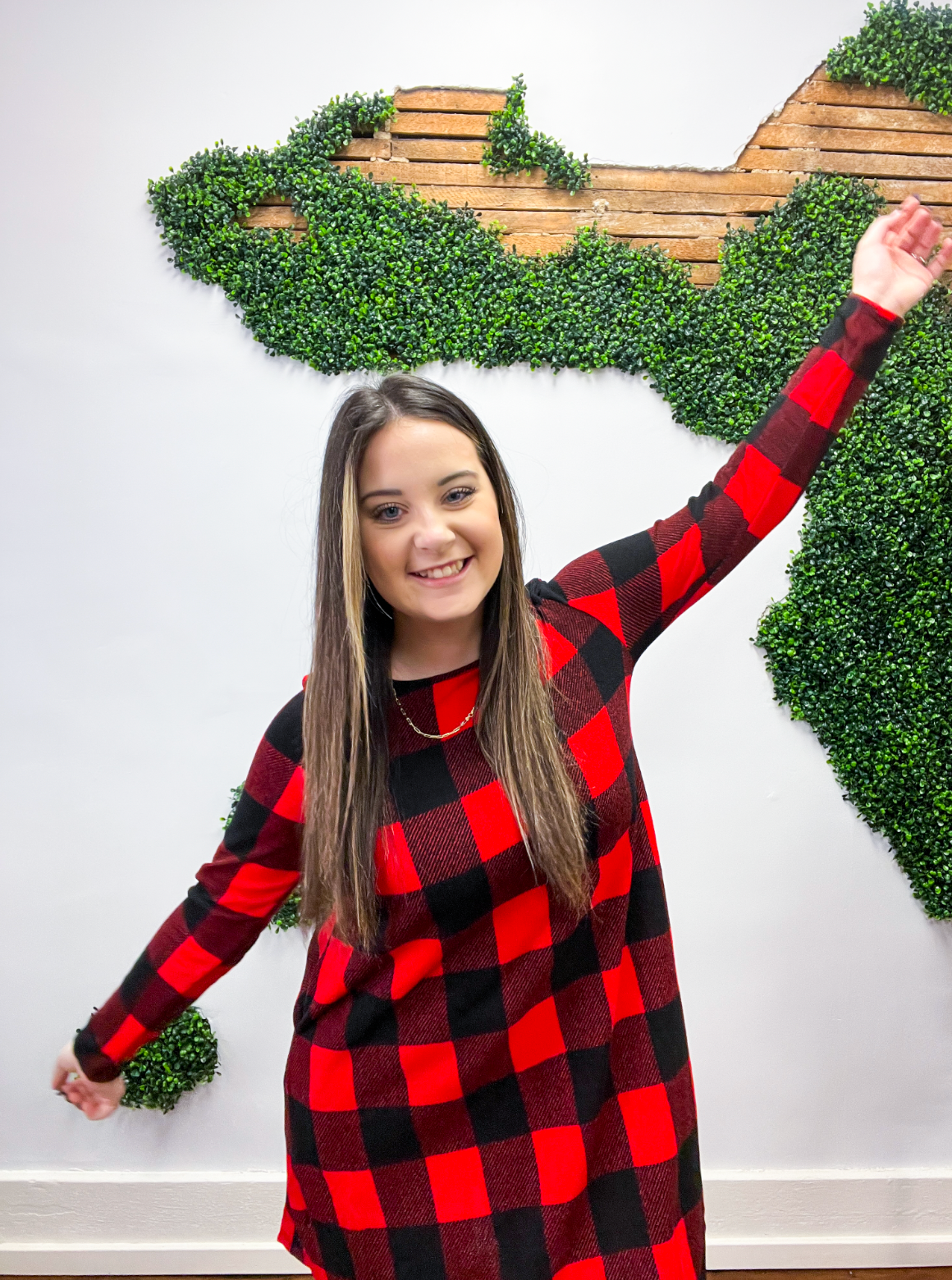 Plaid For Days Swing Dress - Red