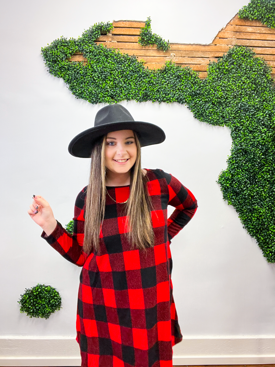 Plaid For Days Swing Dress - Red