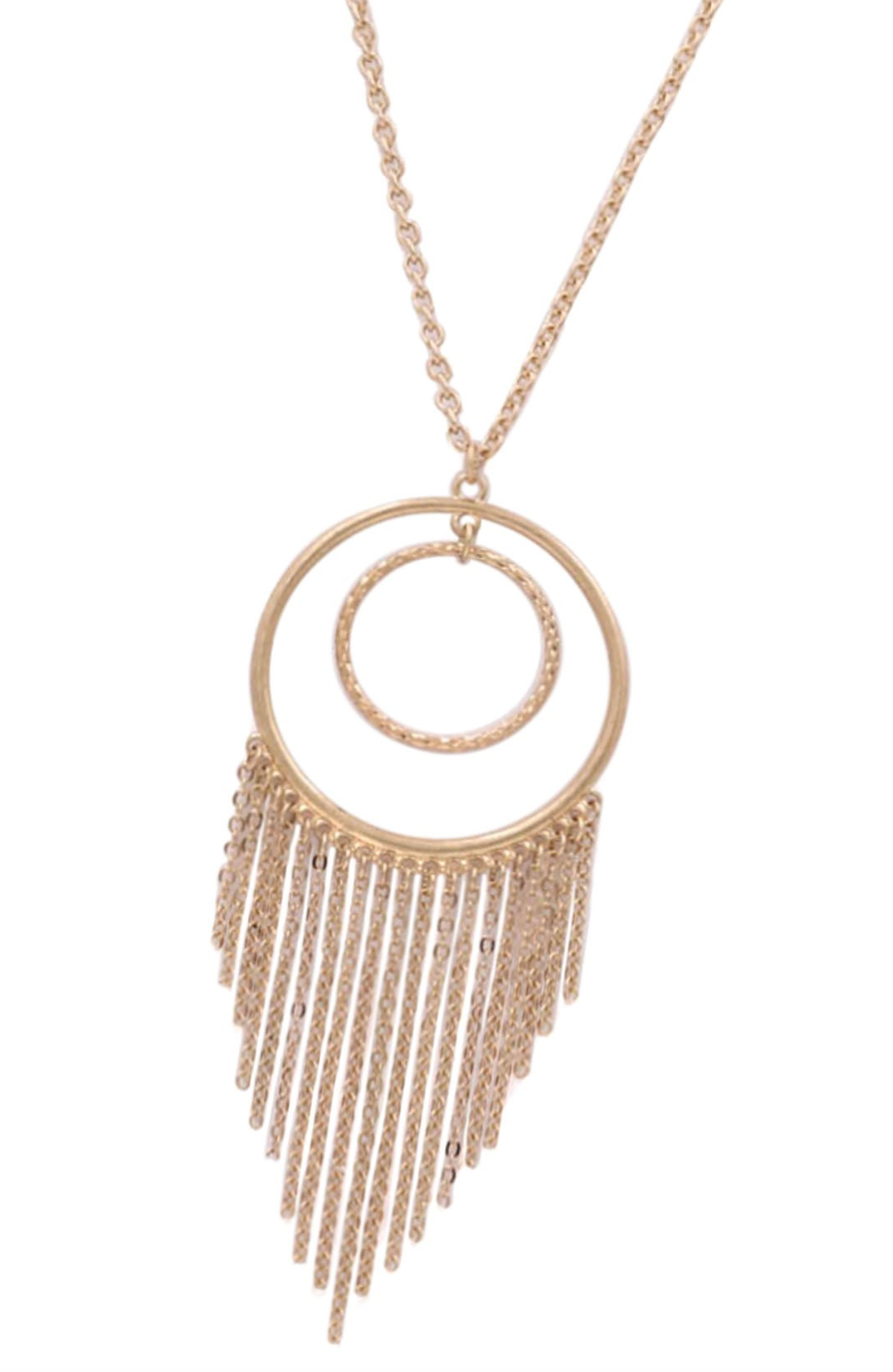 Metal Ring Tassel Pendant  Long  Necklace *Final Sale*