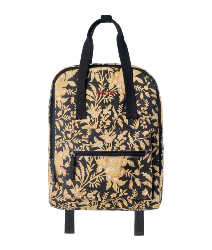 Myra Pine Meadow Cotton & Leather Crossbody Bag in Black & Cream Floral