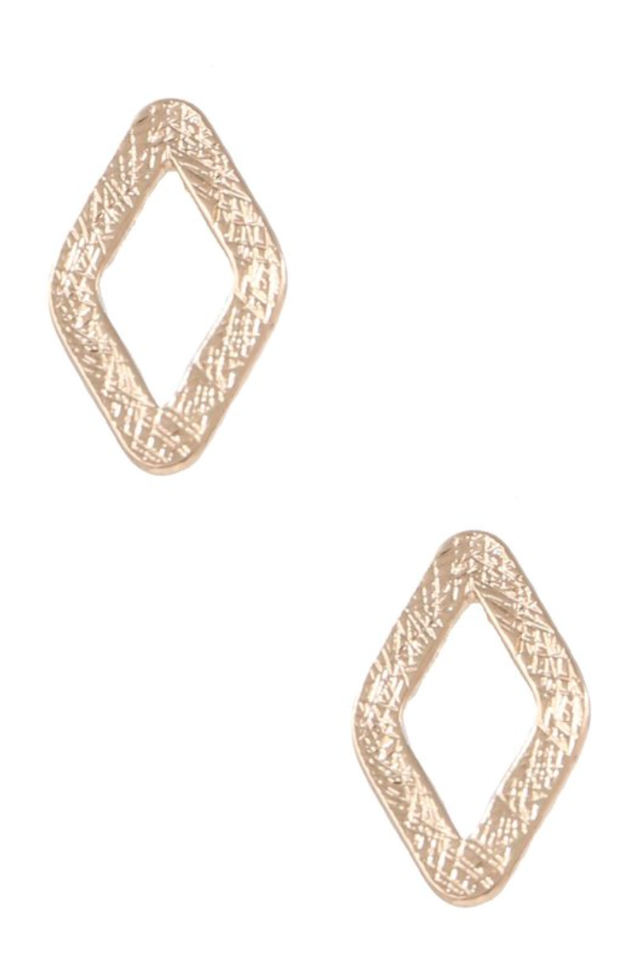 Metal Textured Diamond Stud Earrings *Final Sale*