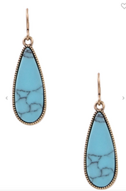 Metal & Faux Stone Teardrop Earrings *Final Sale*