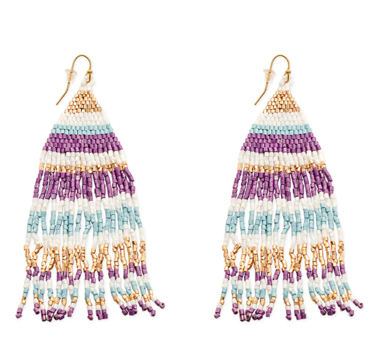 Myra | Nanna's Skirt Beaded Earrings in Purple