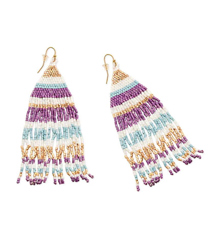 Myra | Nanna's Skirt Beaded Earrings in Purple