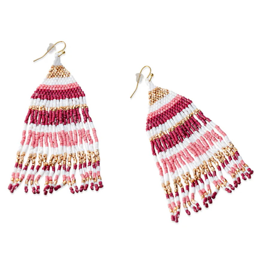 Myra | Nanna's Skirt Beaded Earrings in Pink