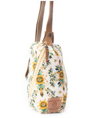 Myra | Oasis Blooms Fanny Pack Bag In Brown & White *FINAL SALE*