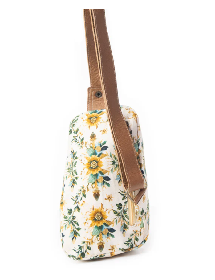 Myra | Oasis Blooms Fanny Pack Bag In Brown & White *FINAL SALE*