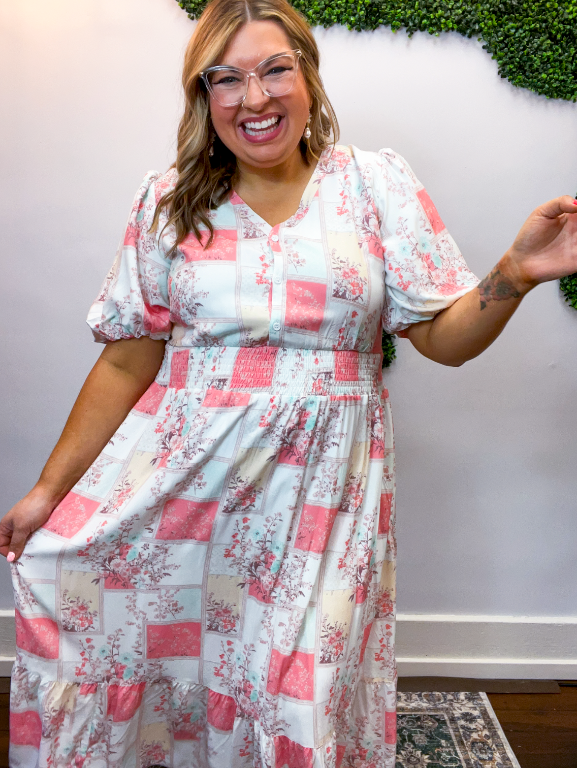 wildflower midi dress Patchwork *75% OFF! * FINAL SALE* stitching-leah-off-shoulder-dress Large 41/31 Luxury Red Long Embellished size:16W