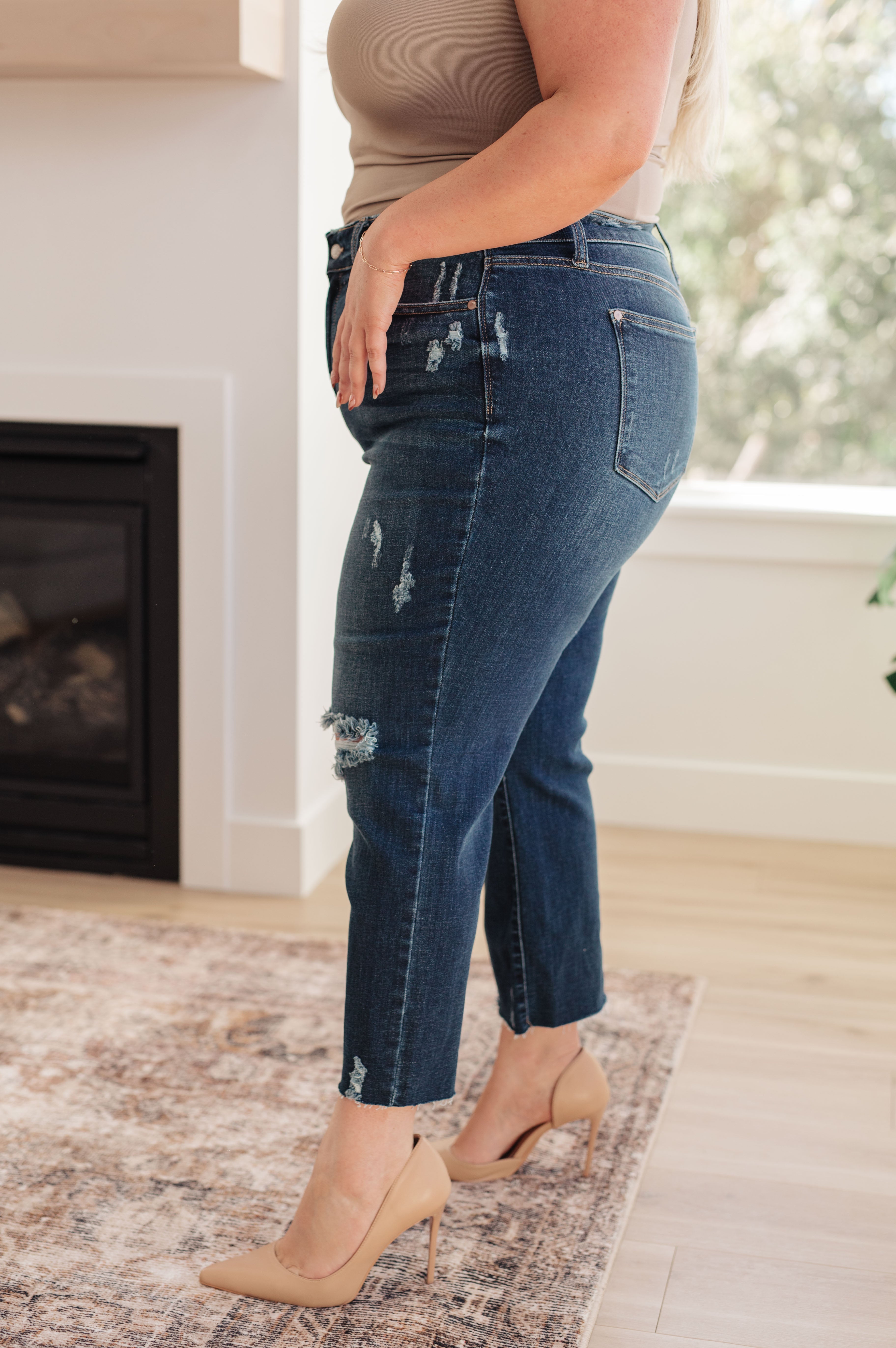 High Rise Distressed Wide Leg Crop Judy Blue Jeans