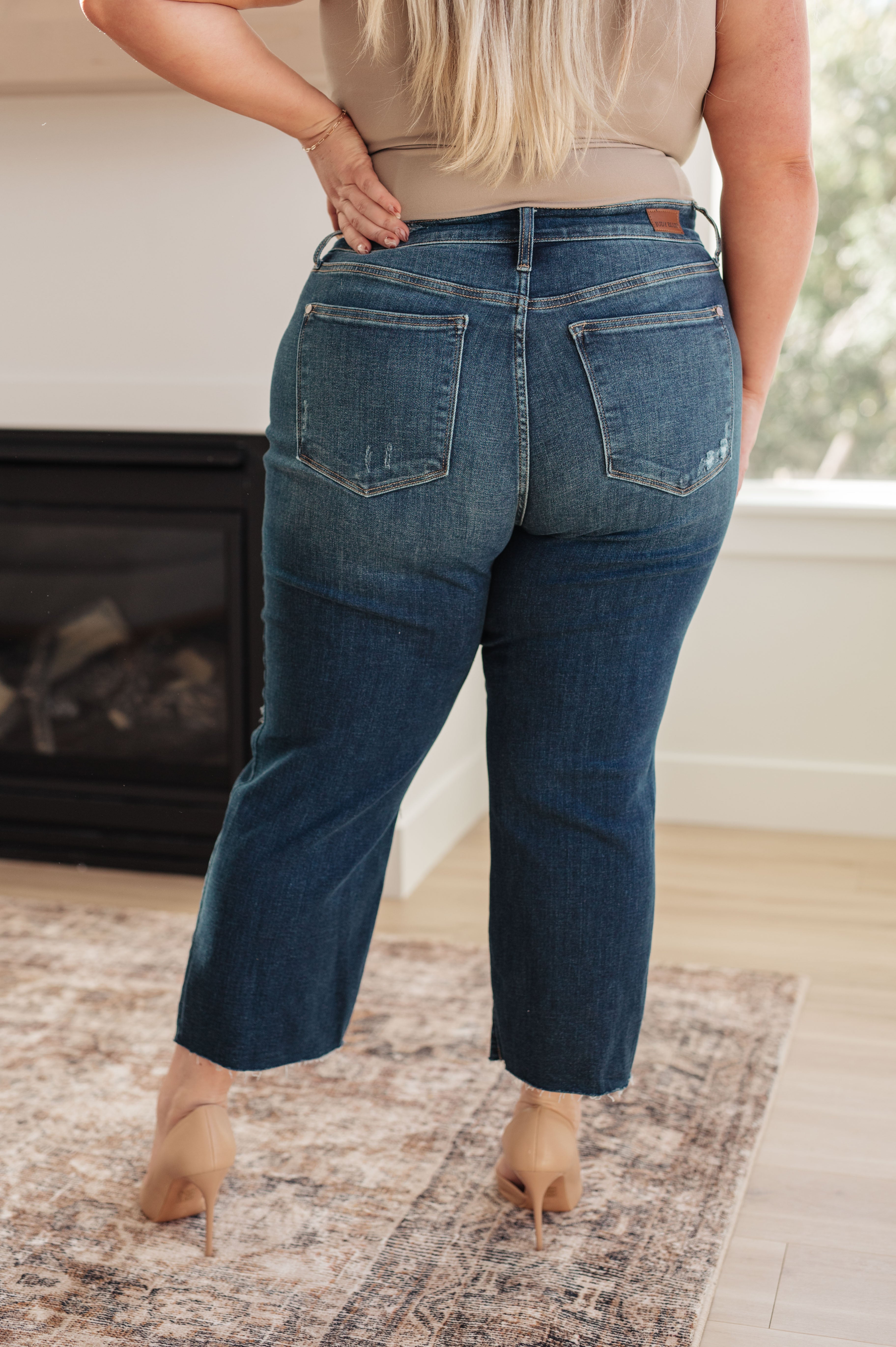 High Rise Distressed Wide Leg Crop Judy Blue Jeans