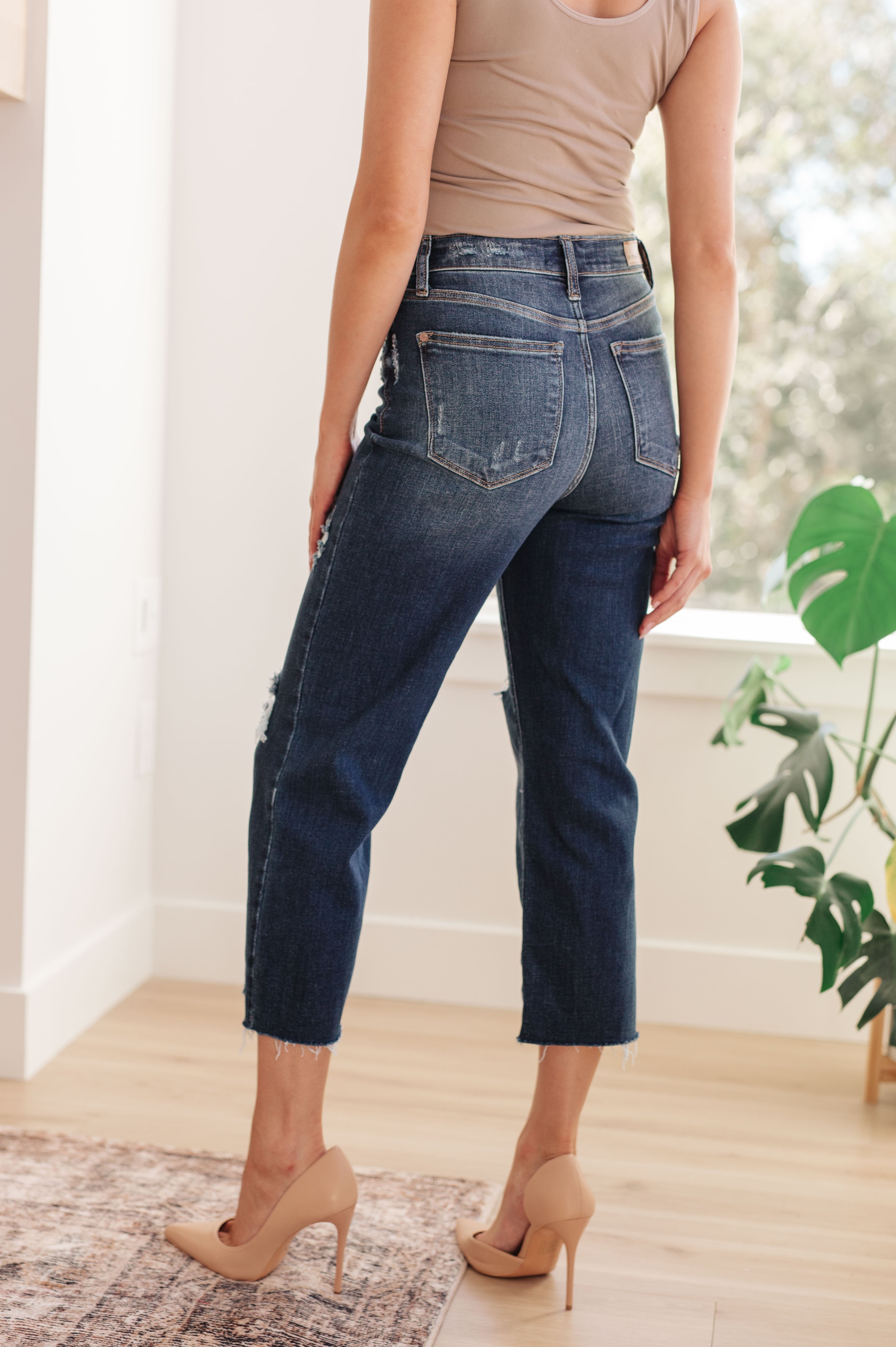 High Rise Distressed Wide Leg Crop Judy Blue Jeans