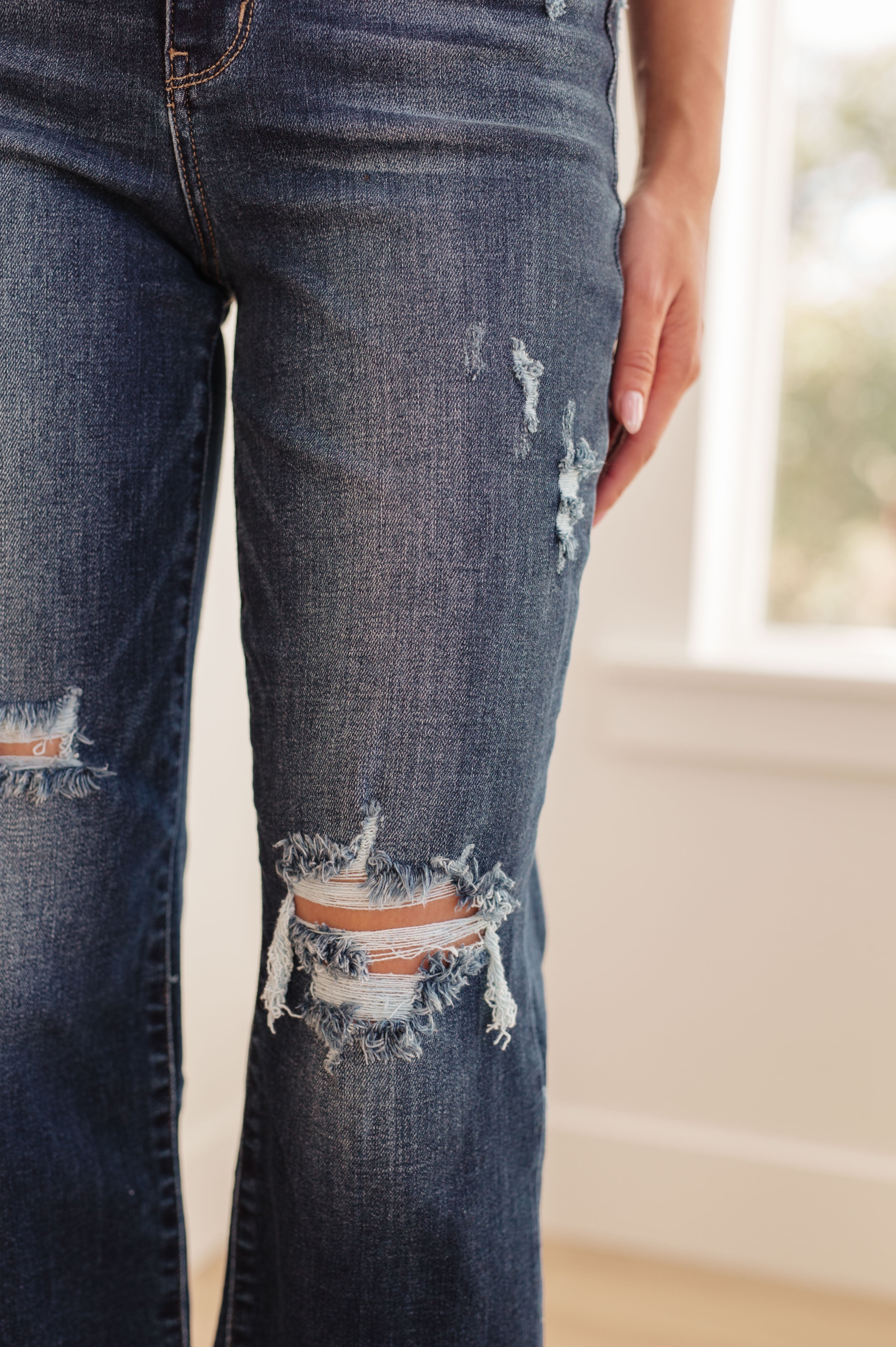 High Rise Distressed Wide Leg Crop Judy Blue Jeans