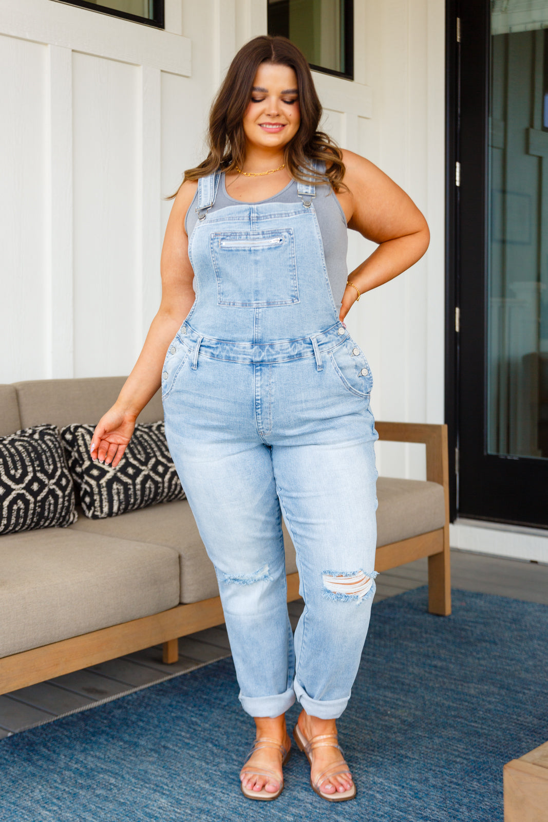 Distressed Straight Leg Judy Blue Overalls