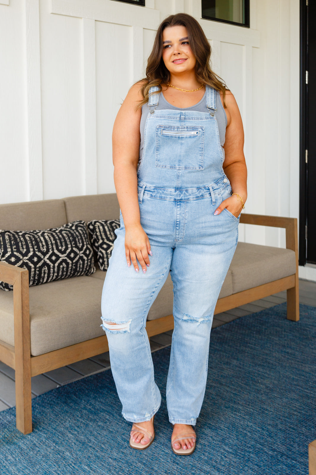 Distressed Straight Leg Judy Blue Overalls