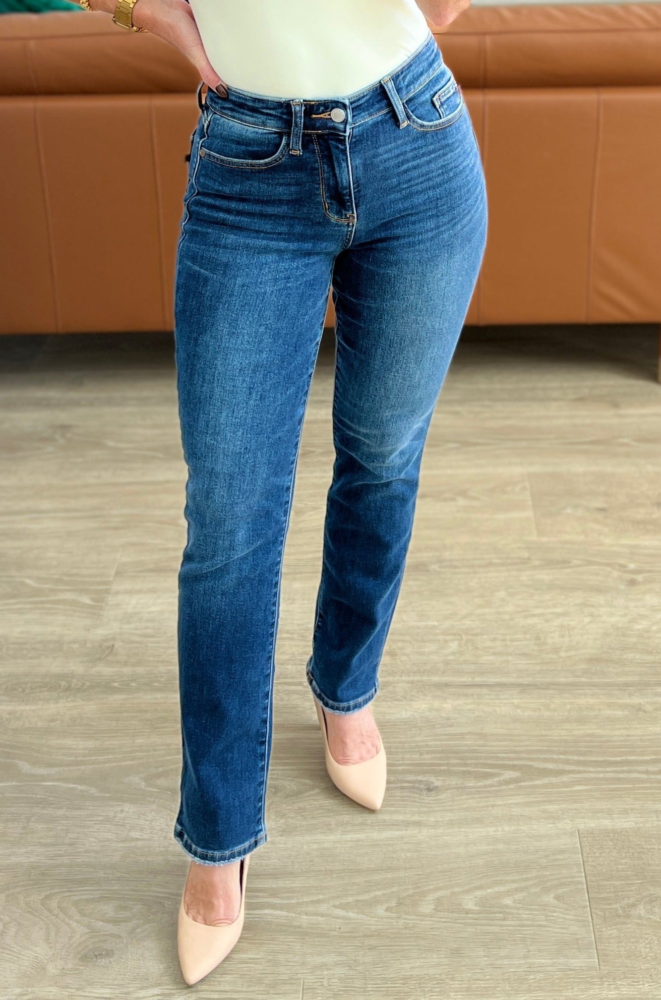 High Waist Thermal Straight Relaxed Judy Blue Jeans – happily ever co