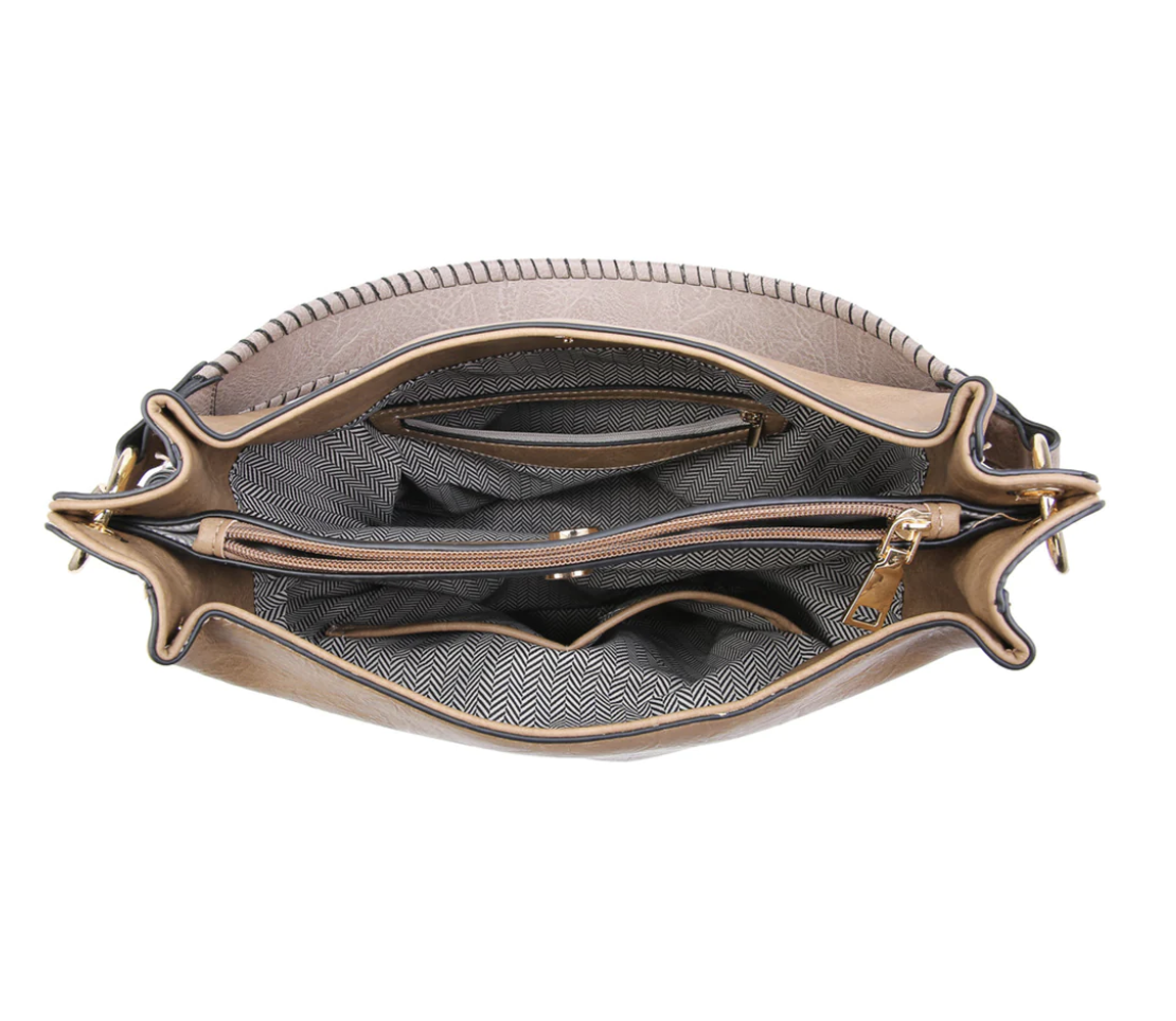 Amber Hobo w/ 3 Compartments and Braided Handle *FINAL SALE*