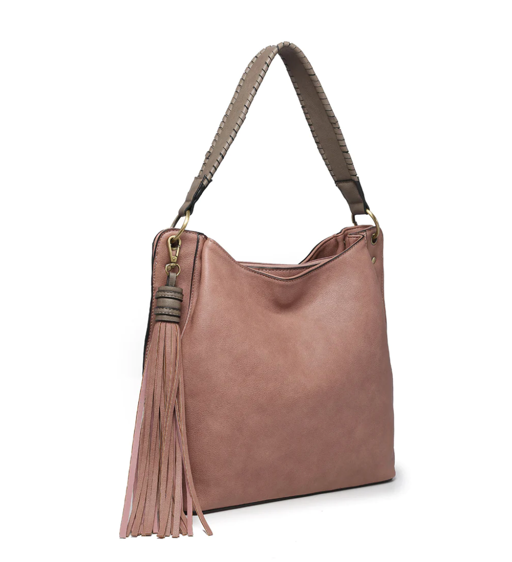 Amber Hobo w/ 3 Compartments and Braided Handle *FINAL SALE*