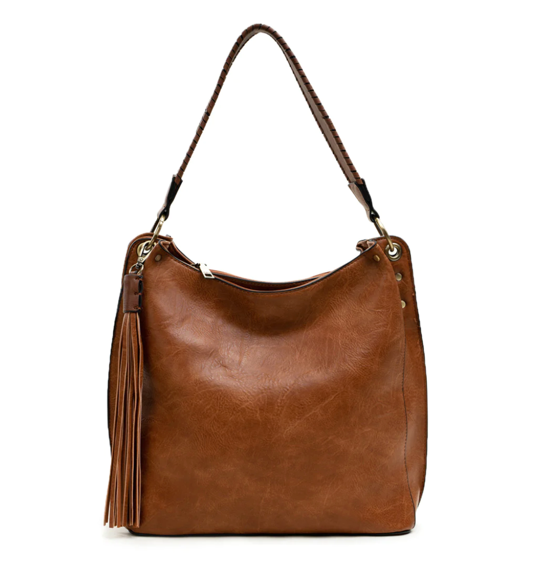 Amber Hobo w/ 3 Compartments and Braided Handle *FINAL SALE*