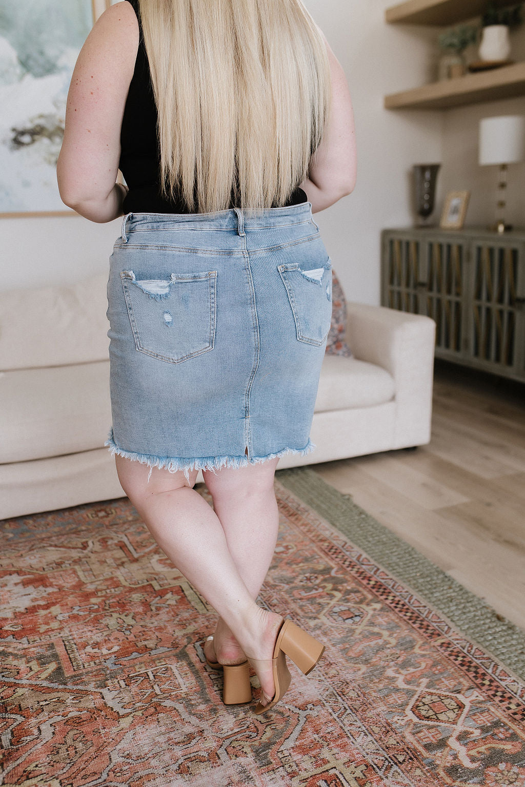 Stephanie Raw Hem Judy Blue Denim Skirt